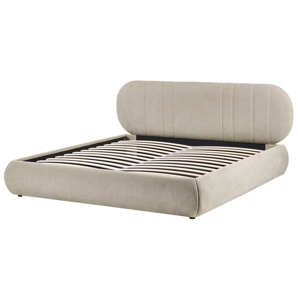 BETT mit Stauraum 180/200 cm Stoff Taupe Campan - Taupe, Textil (180/200cm) - Beliani