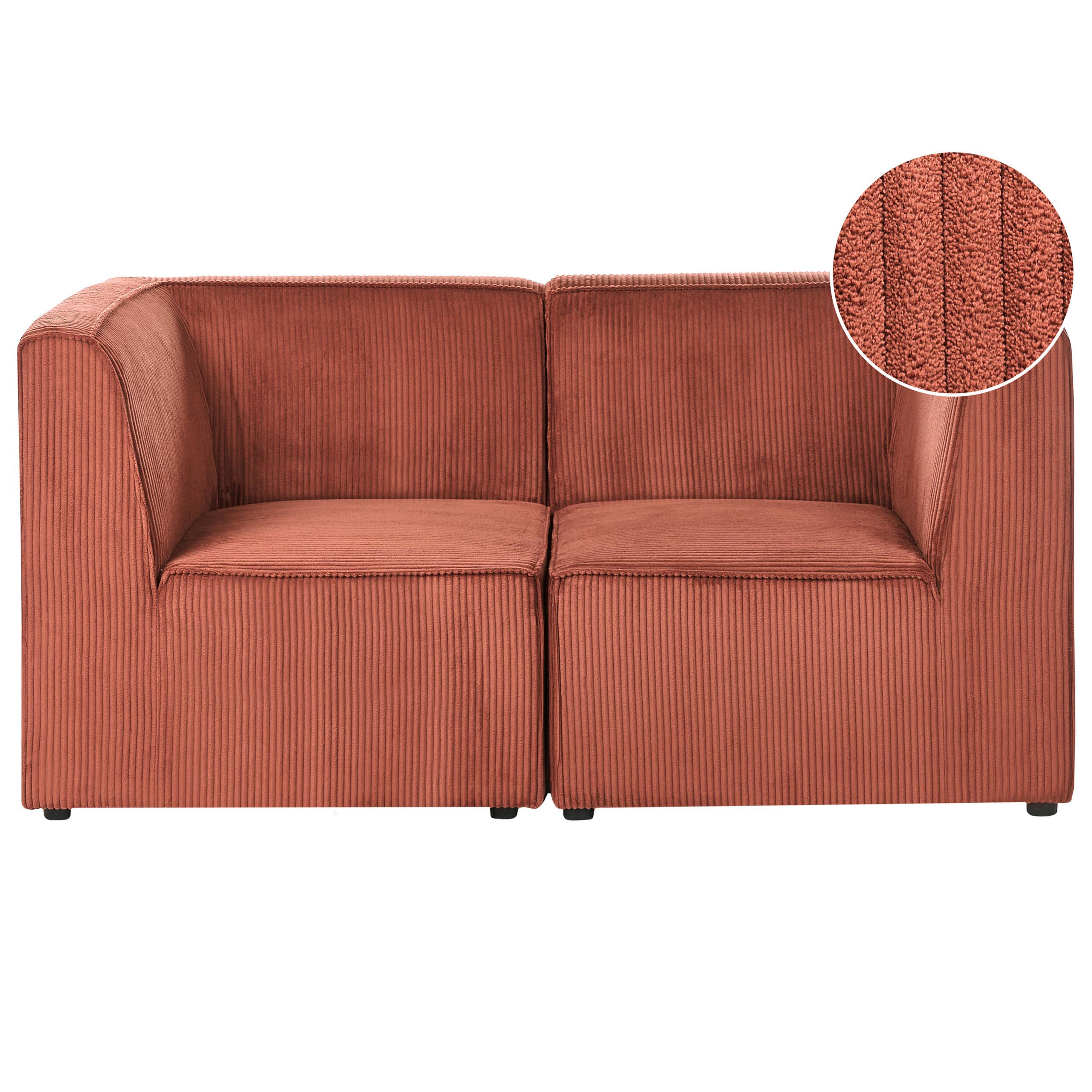 2-SITZER-SOFA Goldbraun Cord Lemvig - Goldfarben/Braun, Textil (166/78/83cm) - Beliani