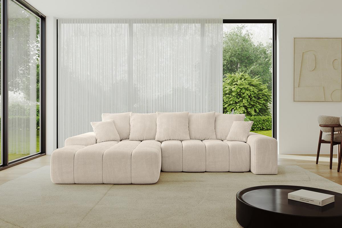 ECKSOFA Ottomane Links ENSI-L - 267x164x69 cm Beige - Beige, Holzwerkstoff/Kunststoff (267/164cm) - ALTDECOR
