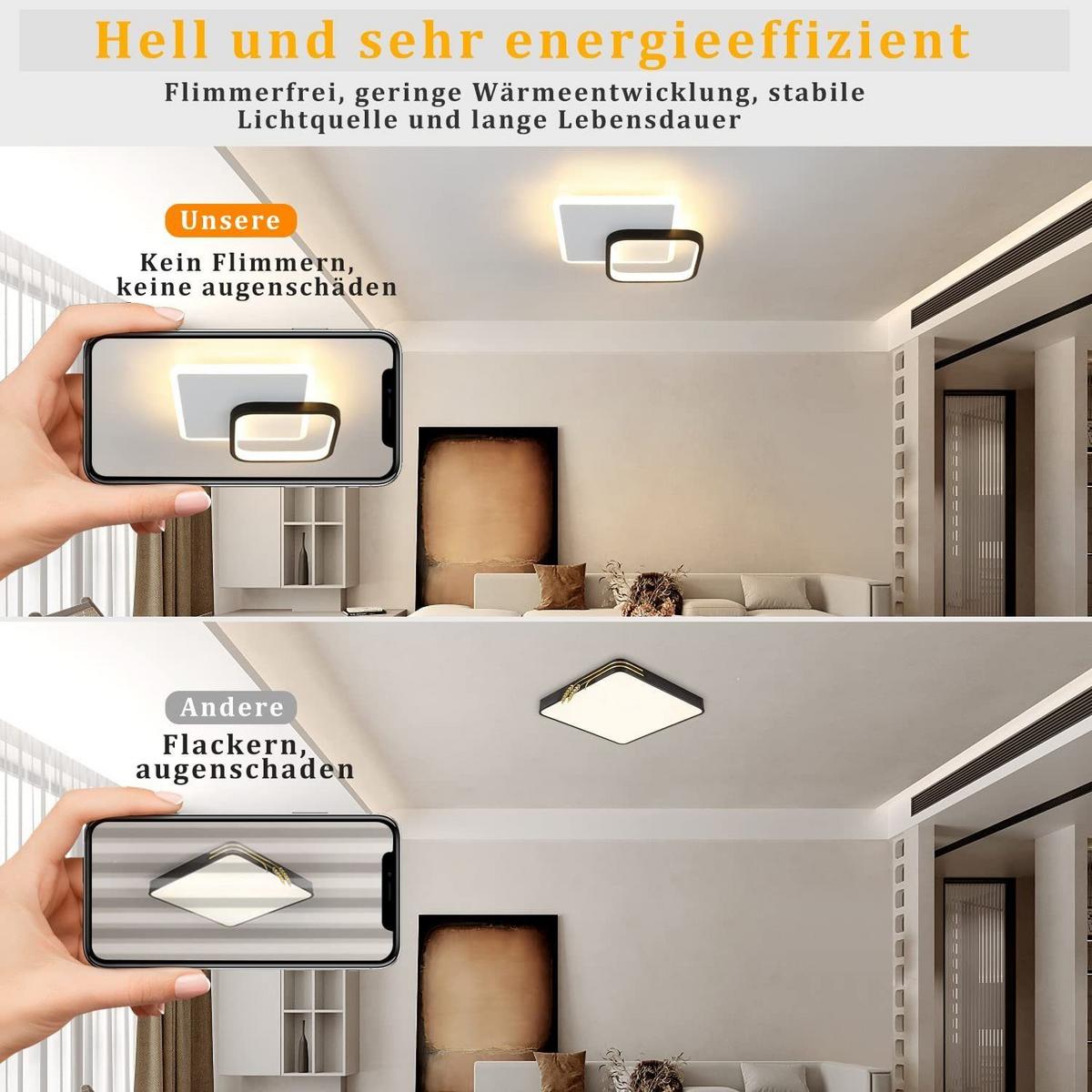 DECKENLEUCHTE Eirlysyn 24/24/6 cm - Schwarz, Metall (24/24/6cm) - ZMH