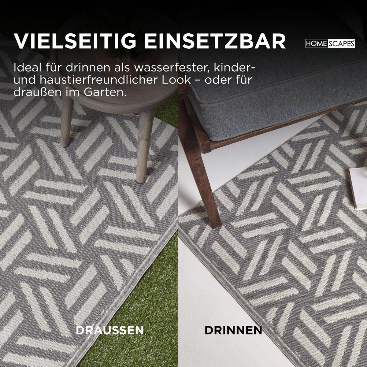 OUTDOORTEPPICH Luna, geometrisch gemustert 240/300 cm - Grau, Kunststoff (240/300cm) - Homescapes