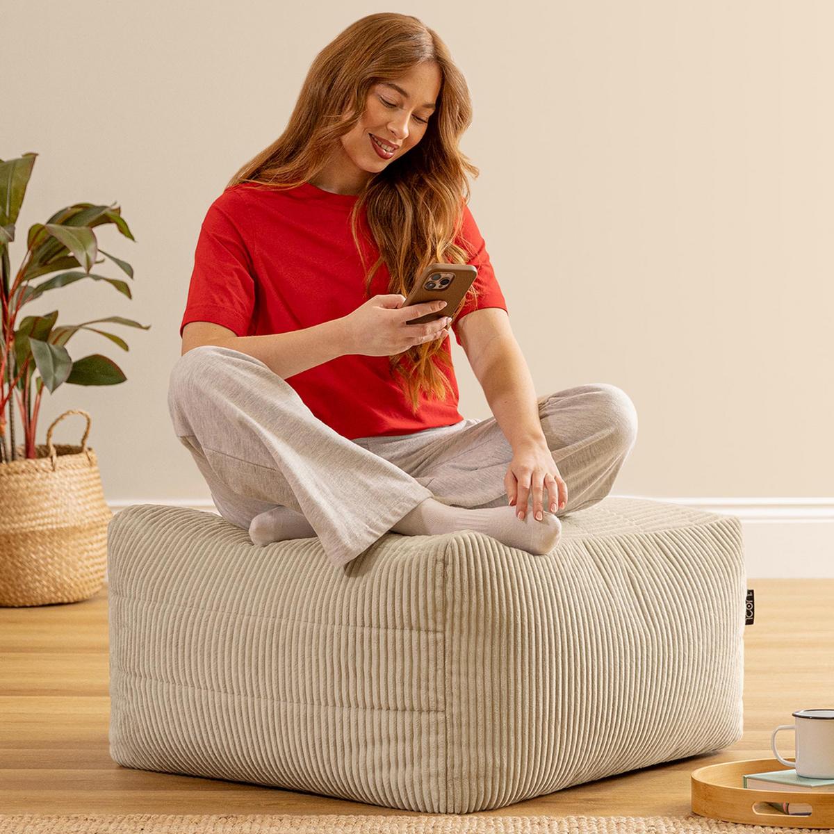 SITZSACK-HOCKER Noa modular Cord - Beige, Textil (75/70/78cm) - icon
