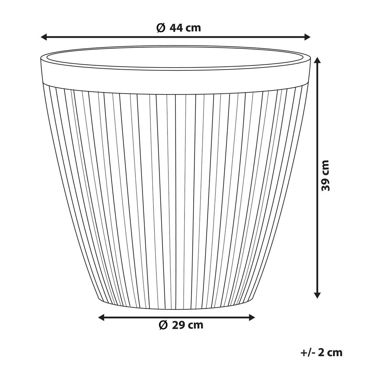 BLUMENTOPF taupe rund 44/44/39 cm Poka - Grau, Stein (39cm) - Beliani