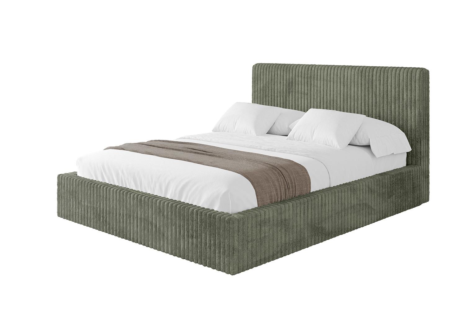 POLSTERBETT mit Bettkasten und Lattenrost, Bett mit Matratze H3/H4 - ALOVA-V1 120x200 Olivgrün - Olivgrün, Holzwerkstoff/Textil (120/200cm) - ALTDECOR