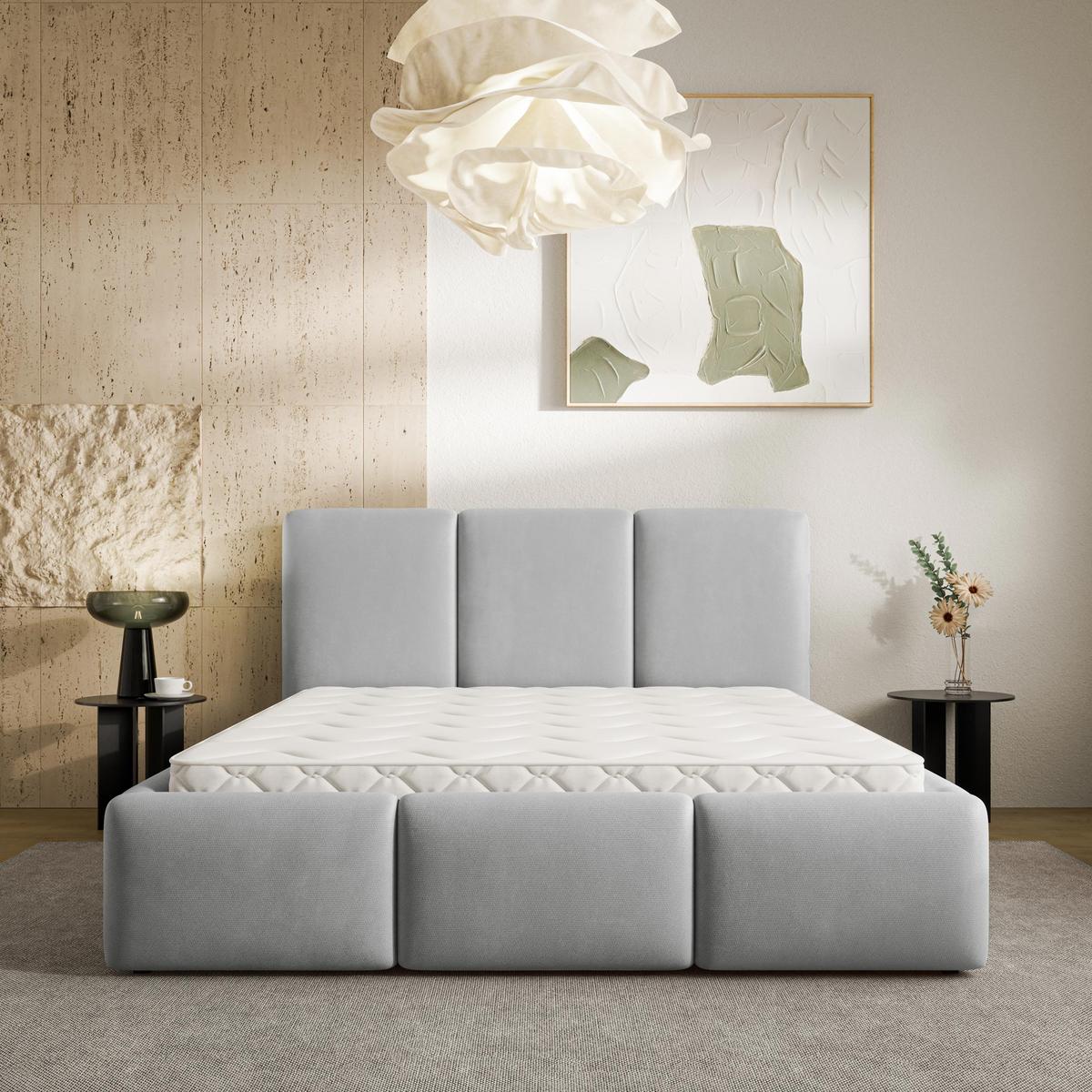 POLSTERBETT ARSIL 120x200 cm mit Bettkästen - Hellgrau - Hellgrau, Holz/Textil (120/200cm) - MASSENO