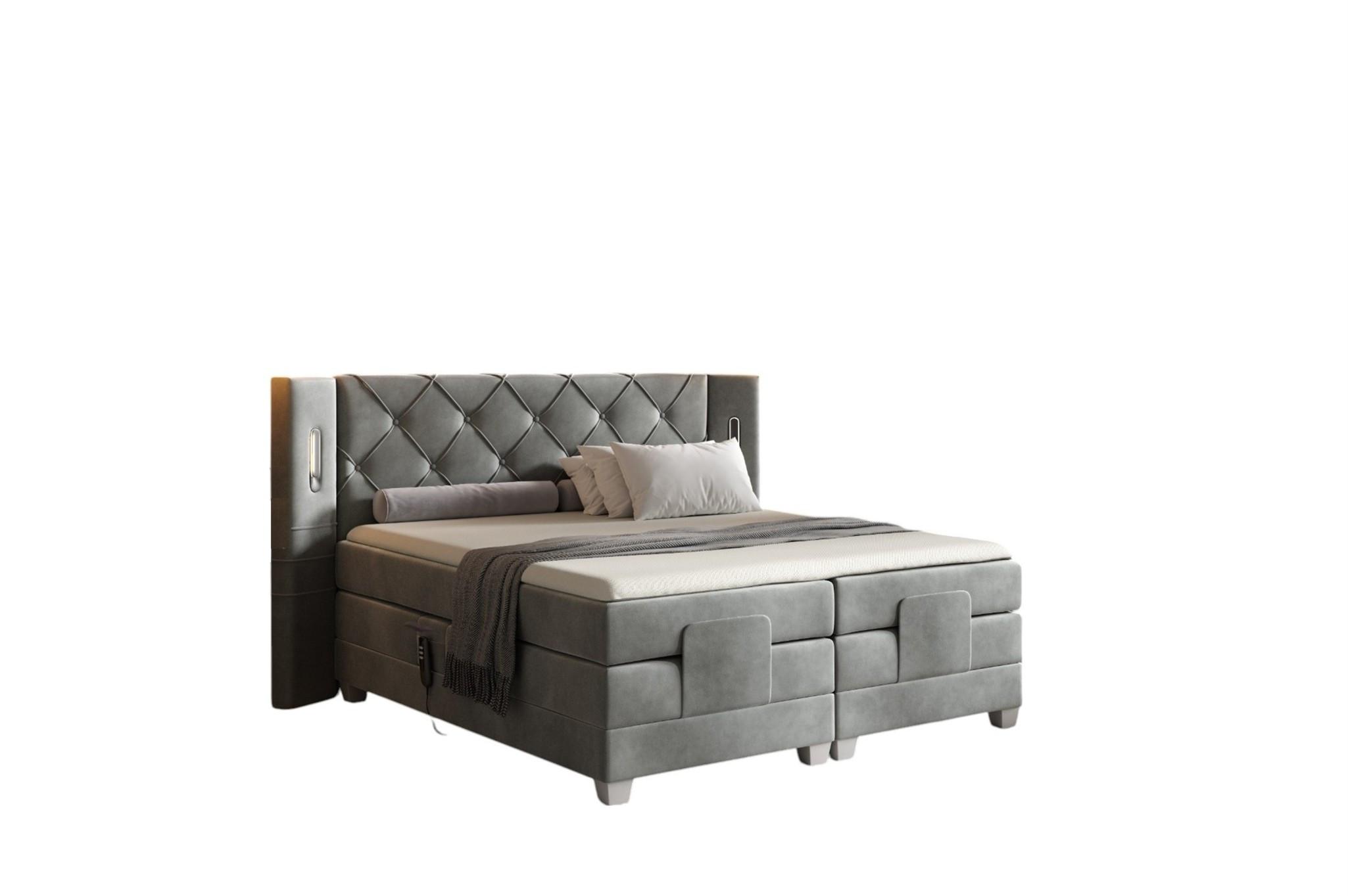 BOXSPRINGBETT Elektrisch Steve - Grau, Holzwerkstoff/Textil (120/200cm) - Fun Möbel