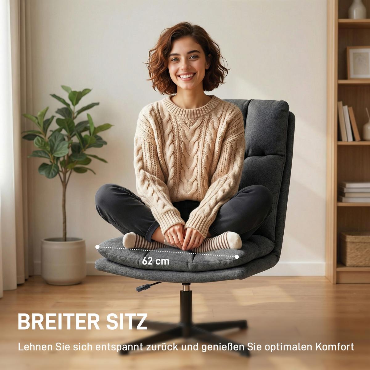 SESSEL höhenverstellbar aus Polyester Dunkelgrau - Dunkelgrau/Schwarz, Textil/Metall (63/102/75cm) - HOMCOM
