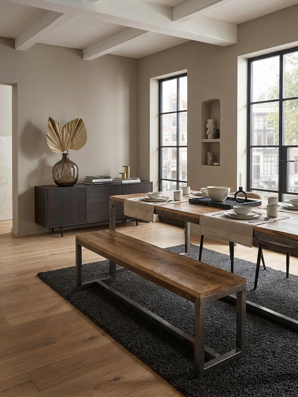 SITZBANK – Mango/Massivholz/Metall, 120x46x45 cm, ohne Lehne - Schwarz/Braun, Holz/Metall (45/46/120cm) - KADIMA DESIGN