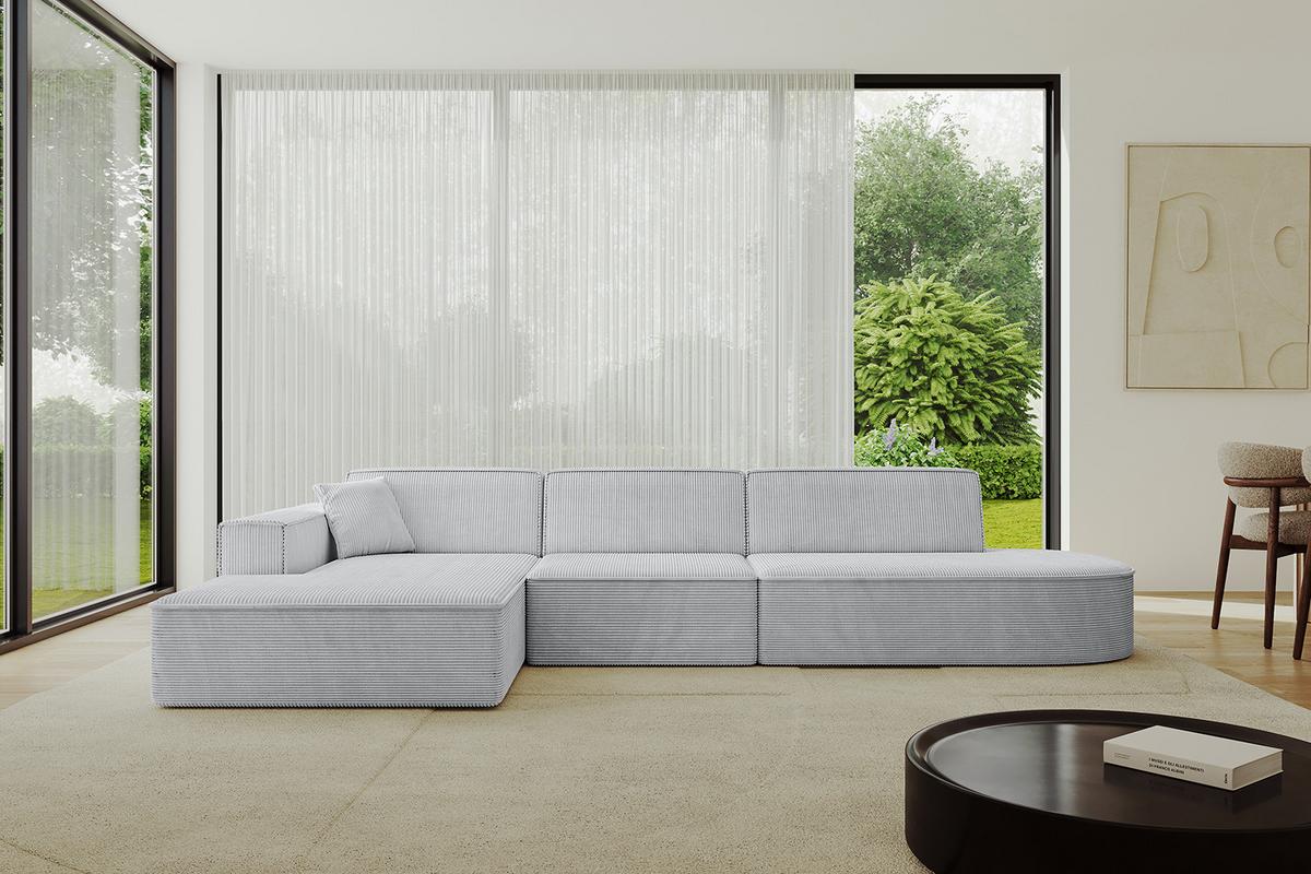 ECKSOFA Ottomane Links IREA-L2-v4 - 327x165x77 cm Grau - Grau, Holzwerkstoff/Textil (327/165cm) - ALTDECOR