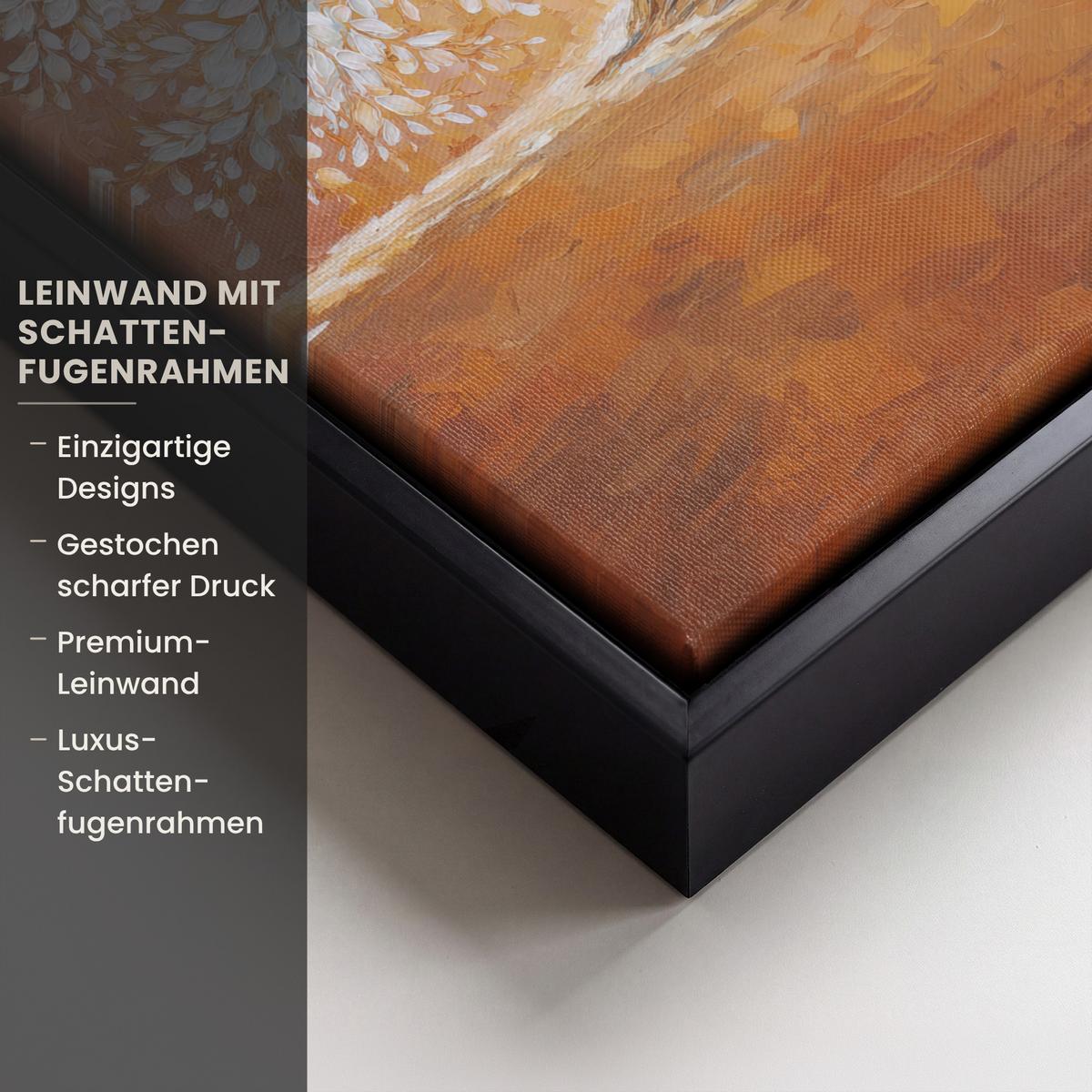 LEINWAND Bilder mit Rahmen - Abstrakt - Baum - Weiß - Blätter - 20x30 - Braun, Textil (20/30cm) - MuchoWow