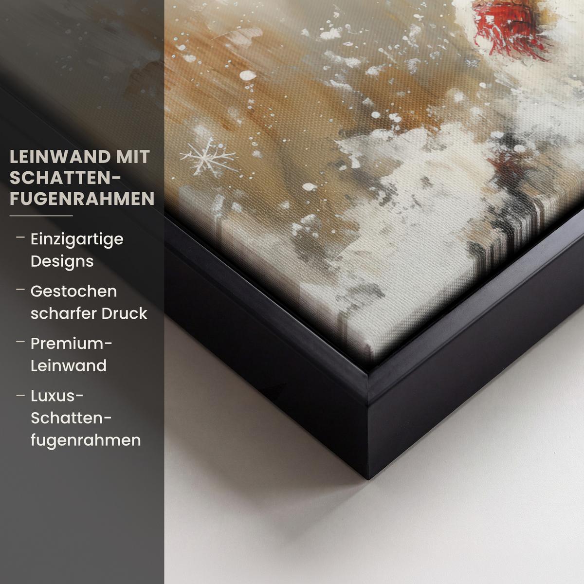 LEINWAND Bilder mit Rahmen - Schneemann - Winter - Schnee - Beige - 30x20 - Weiß, Textil (30/20cm) - MuchoWow