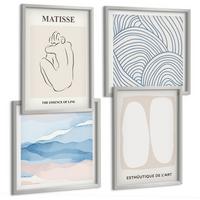 BILDER SET 4er Set - 50x50 cm & 40x60 cm Silberner Rahmen - Matisses abstrakte Formen - Silberfarben, Kunststoff (50/50cm) - TULUP