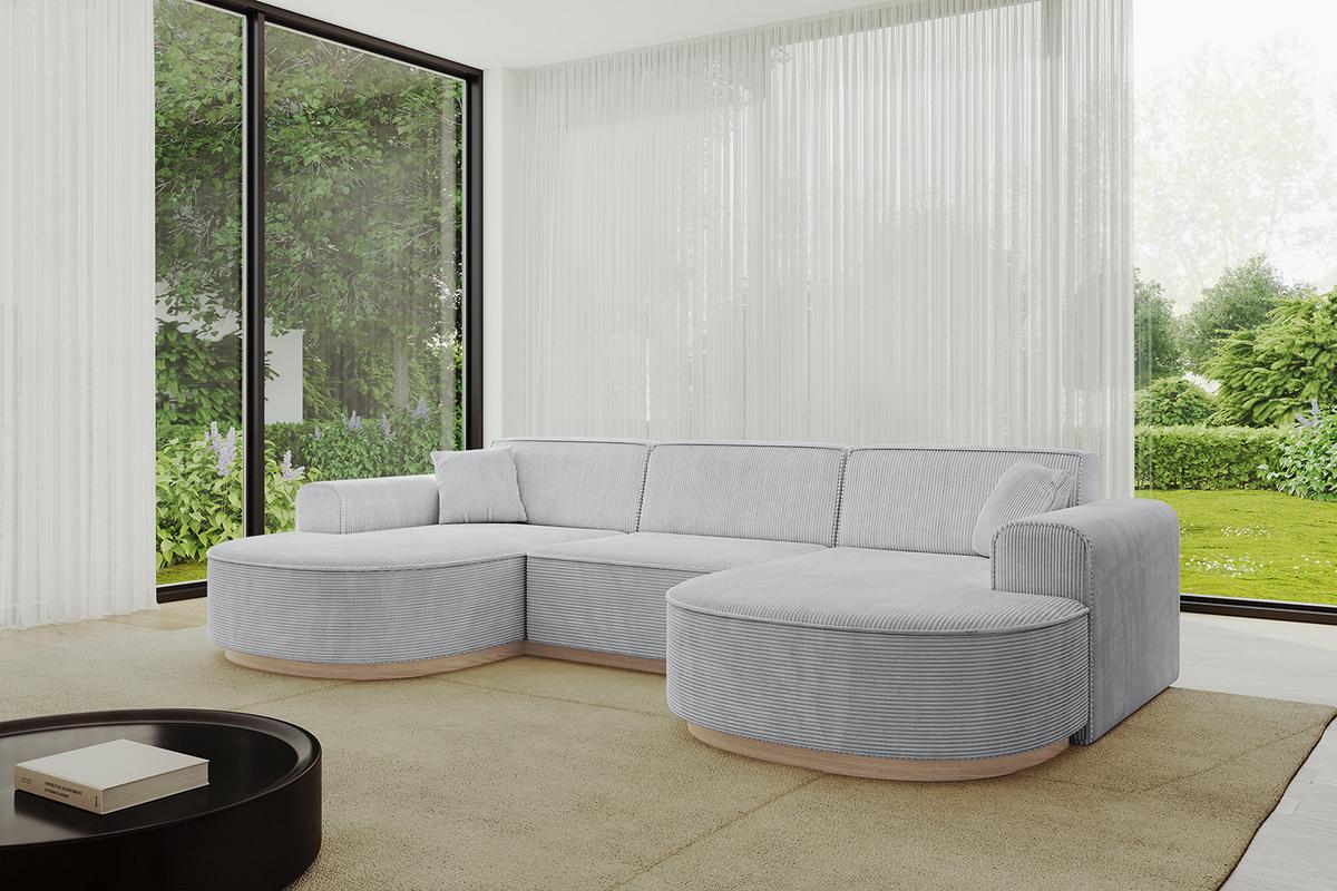 WOHNLANDSCHAFT MARI-U1-v1 - 303x171x83 cm Grau Cord - Grau, Holzwerkstoff/Textil (303/83/171cm) - ALTDECOR
