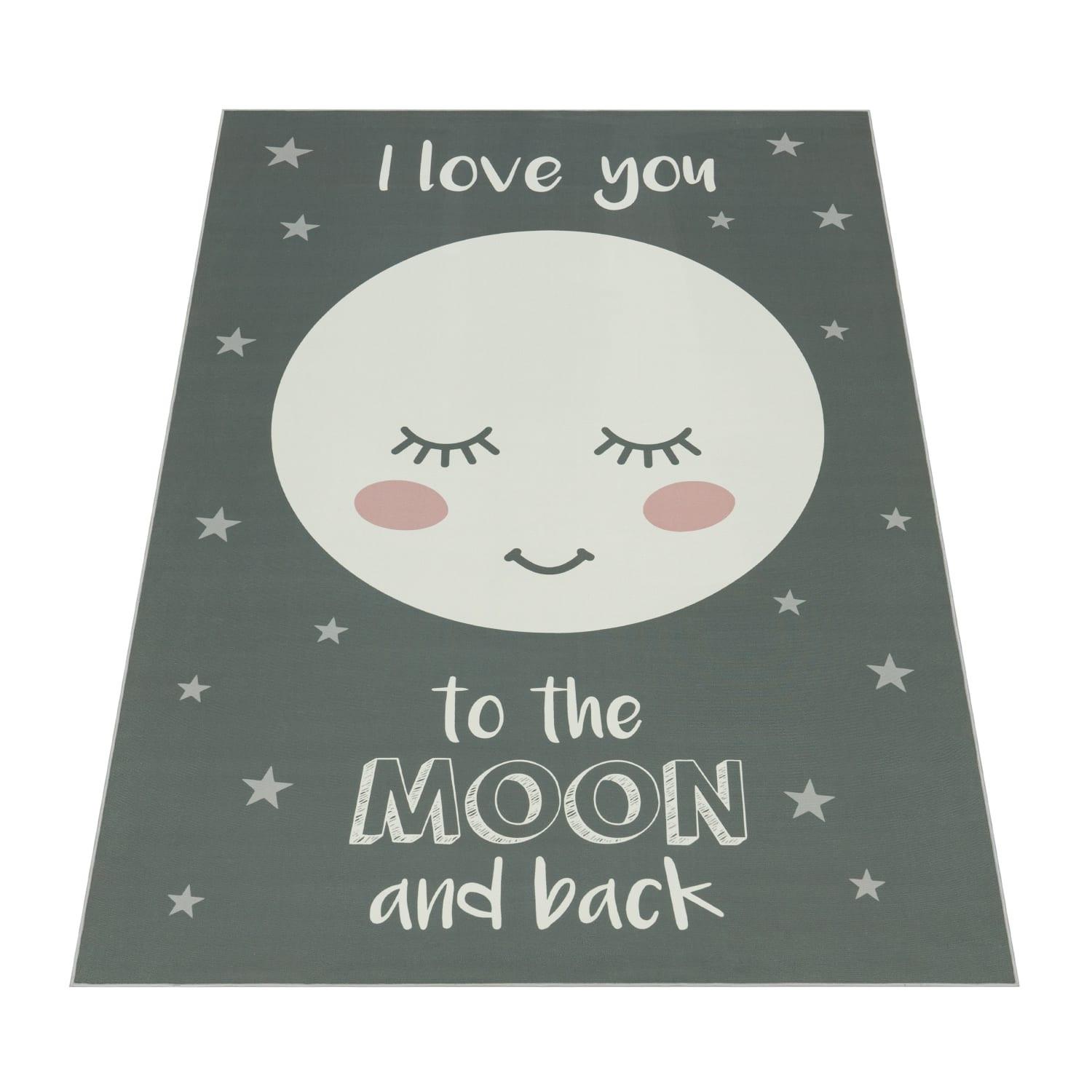 KINDERTEPPICH, mit Mond-Motiv, Grau, 80 x 150 cm - Grau, Textil (150/80cm) - KADIMA DESIGN