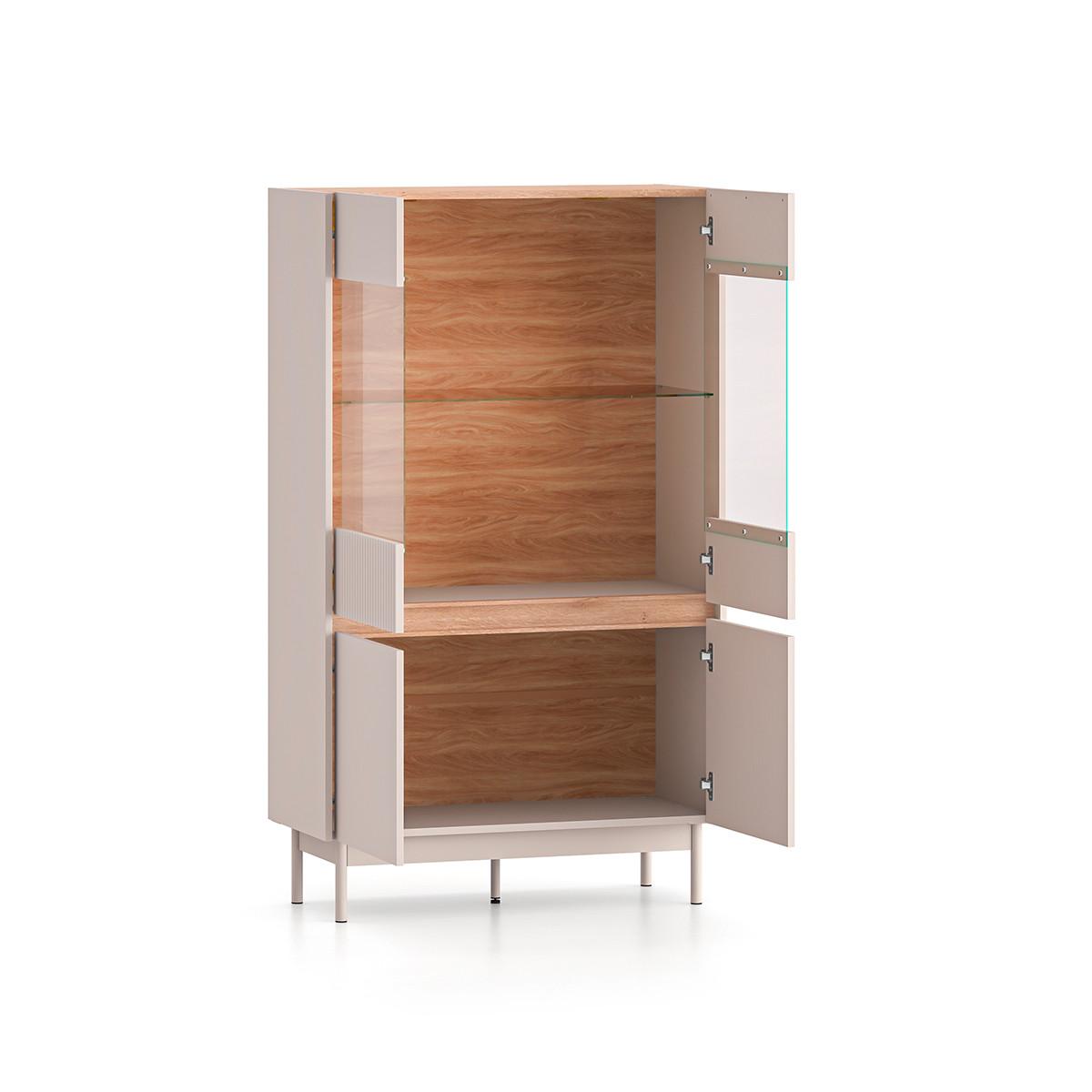 GESCHIRRSCHRANK Connie Kaschmir und Holz - Beige, Holzwerkstoff (91.9/155.8/40cm) - Petits-meubles