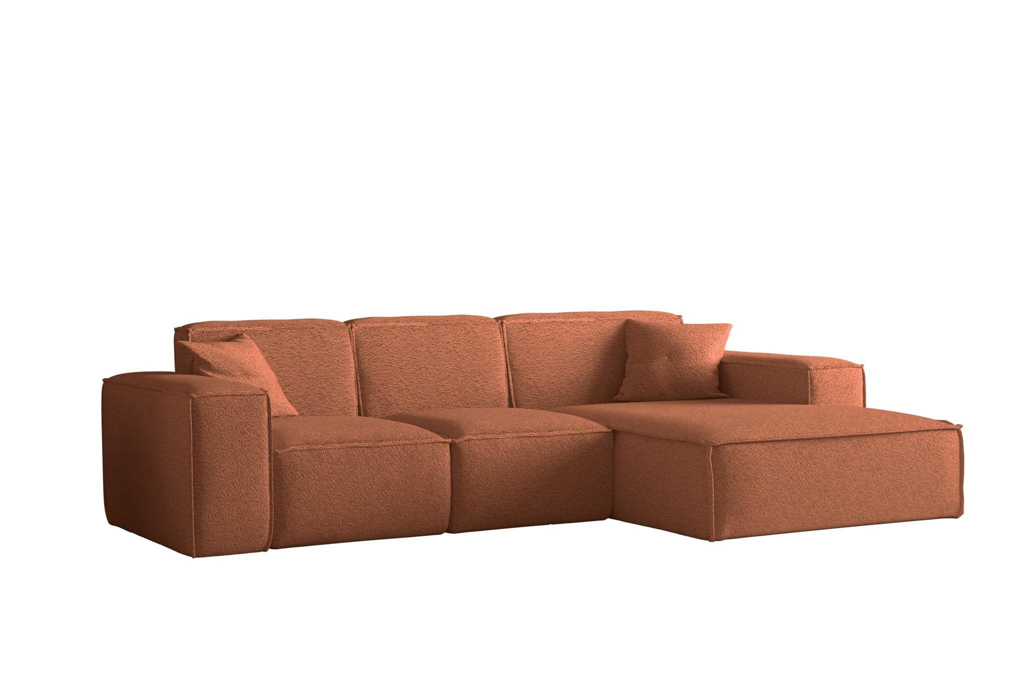 ECKSOFA Ottom Celes Premium Ascot Bukla - Kupferfarben, Holzwerkstoff/Textil (266/165cm) - Fun Möbel