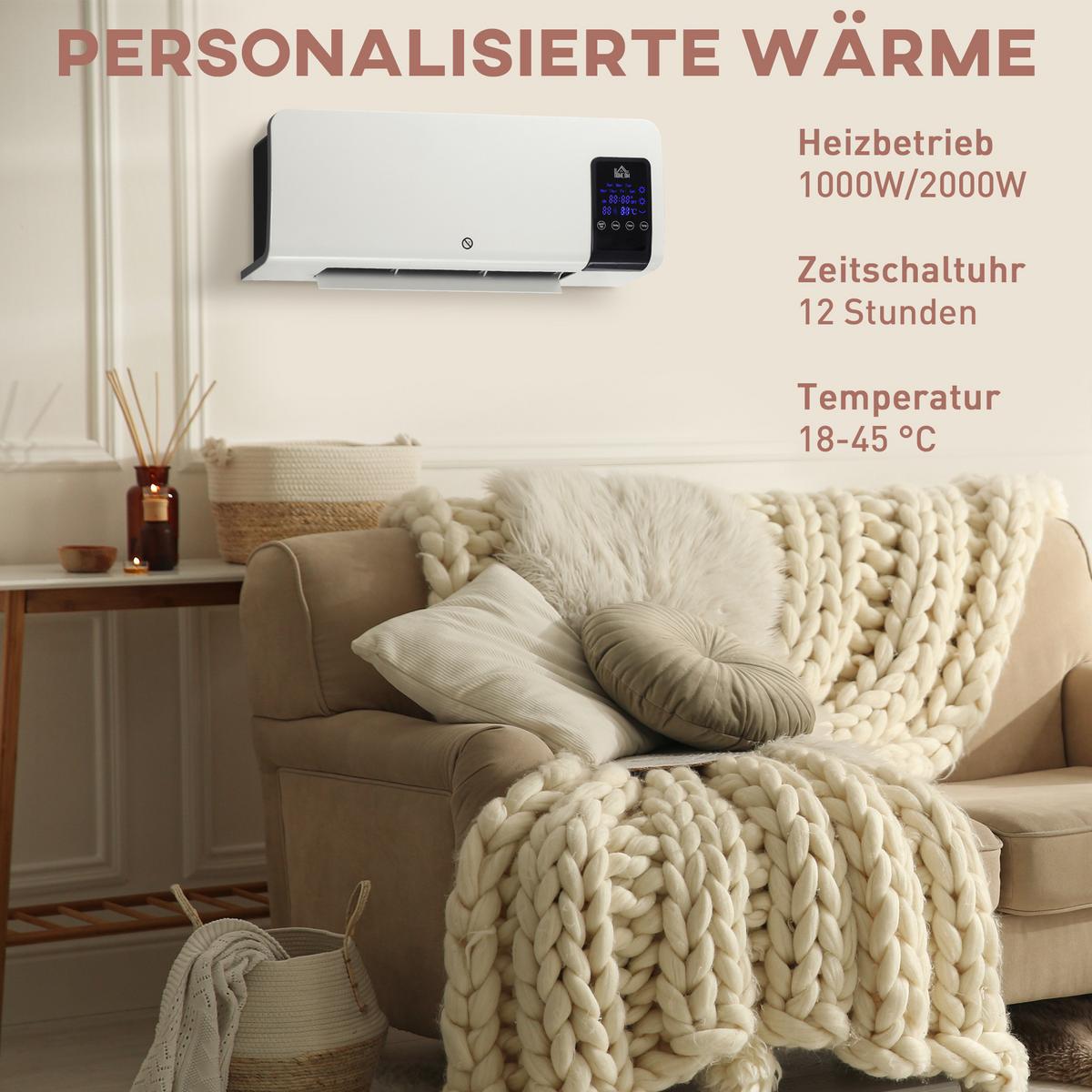 WANDHEIZGERÄT ABS Weiß - Weiß, Kunststoff (12/21.5/54.5cm) - HOMCOM
