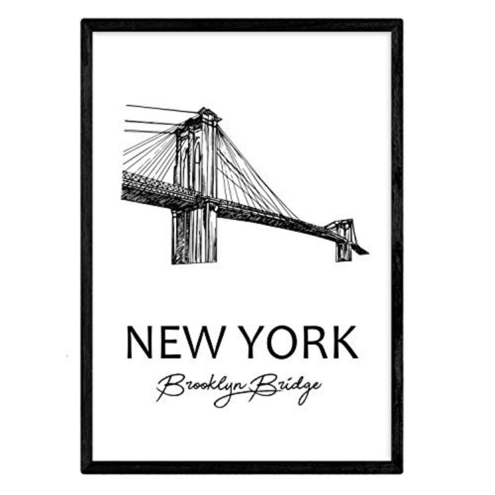 POSTER Städte Denkmäler New York Brooklyn Bridge A4 Rahmenlos - Klar, Papier (29.7/5/21cm) - Nacnic
