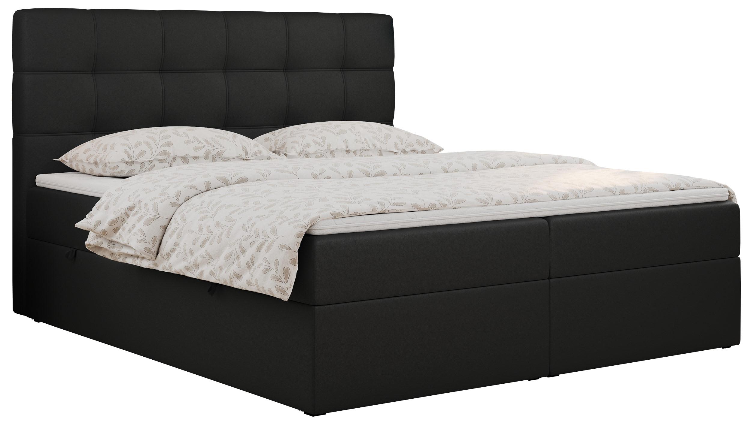 BOXBETT ERNI 140/200 - Schwarz Kunstleder - H4 - Schwarz, Holz/Textil (140/200cm) - MKS
