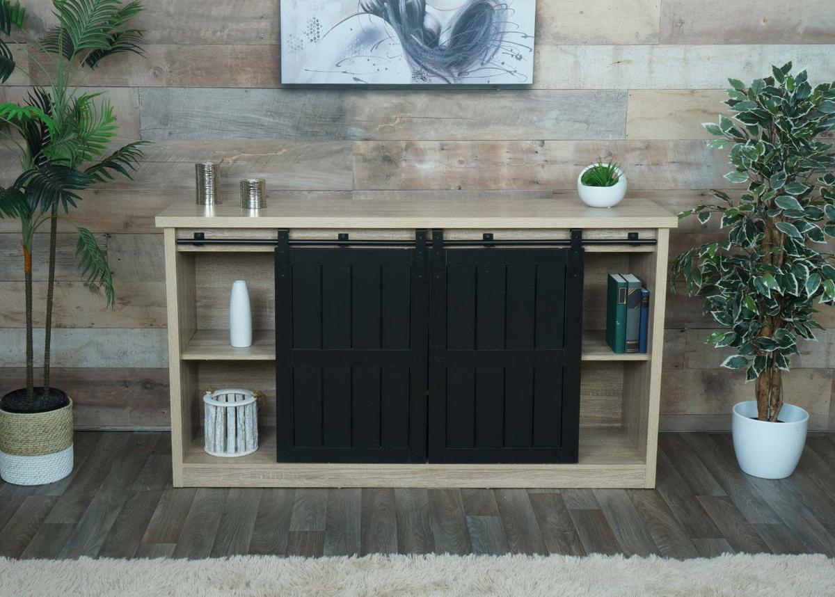 SIDEBOARD Buche Dekor, Schwarz - Buchefarben/Schwarz, Holz (150/84/40cm) - MCW