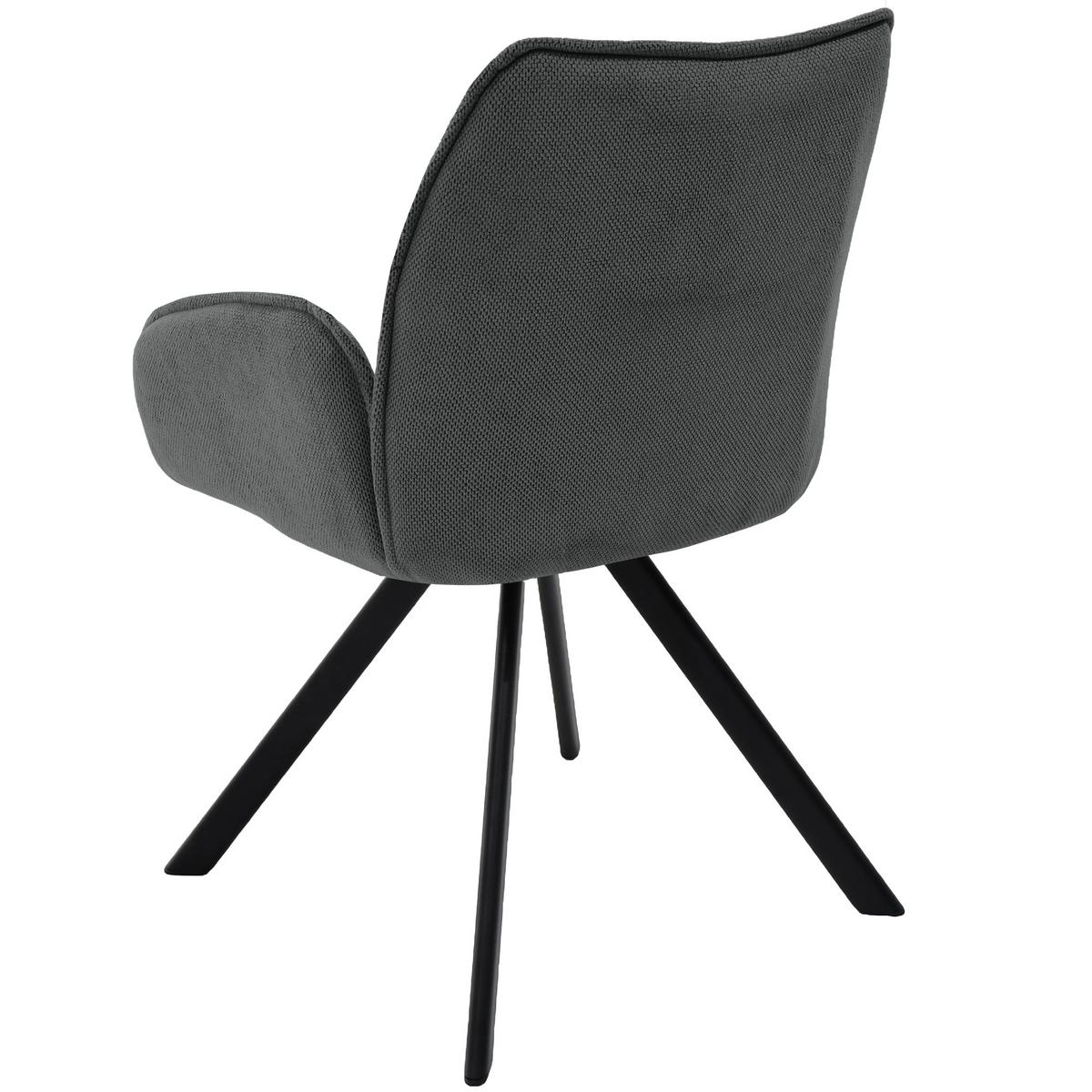 DREHSTUHL Zerra im Geflechtstoff mit Metallbeinen, Anthrazit - Anthrazit/Schwarz, Metall (55/87/46cm) - Beautysofa