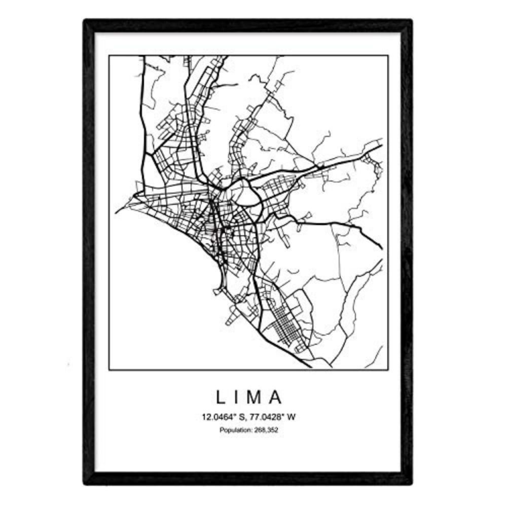 POSTER Lima Nordic Style A3 Schwarzer Rahmen - Schwarz, Papier (29.7/5/42cm) - Nacnic