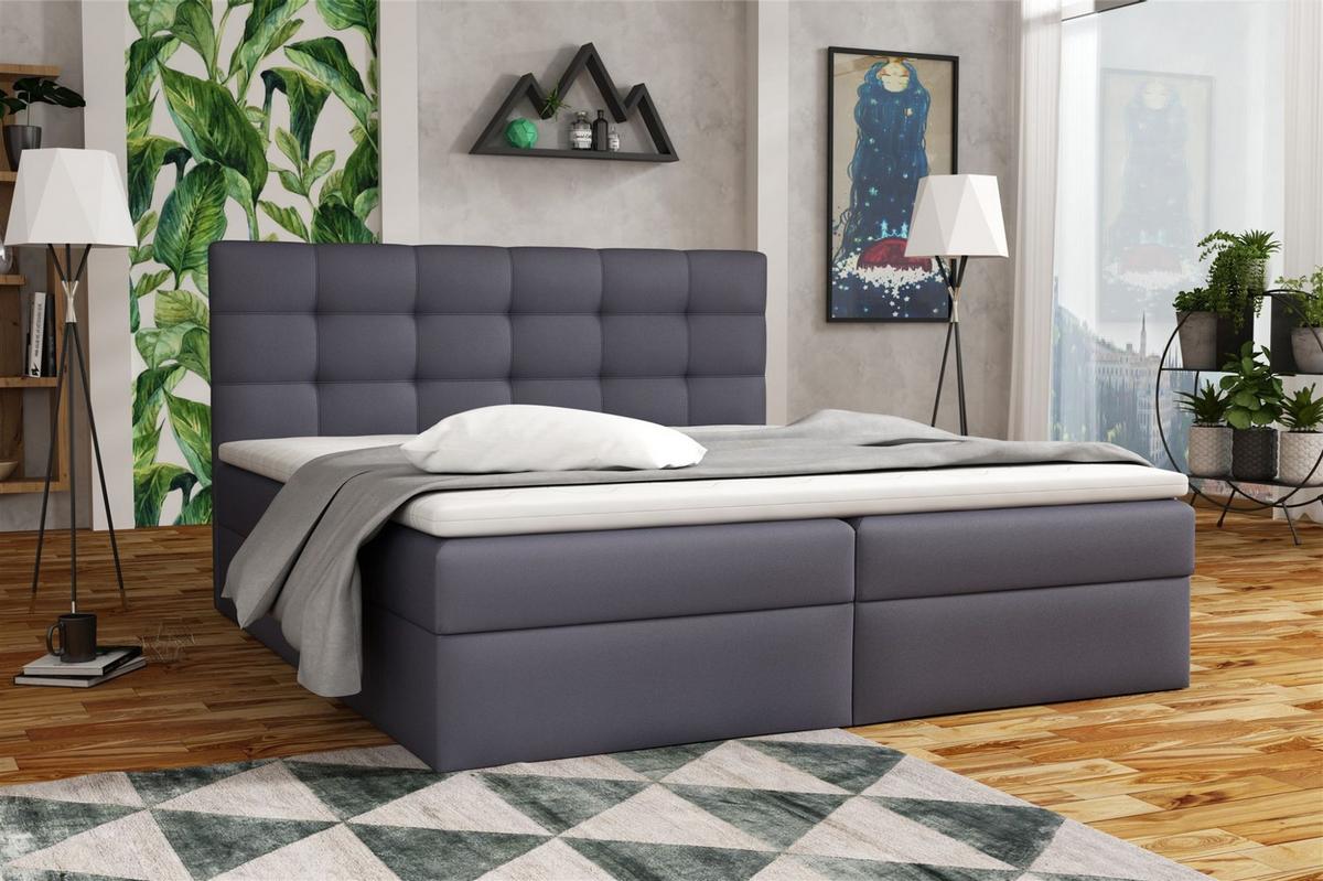 BOXBETT Doriano In Kunstleder Soft - Anthrazit, Holzwerkstoff/Textil (140/200cm) - Fun Möbel