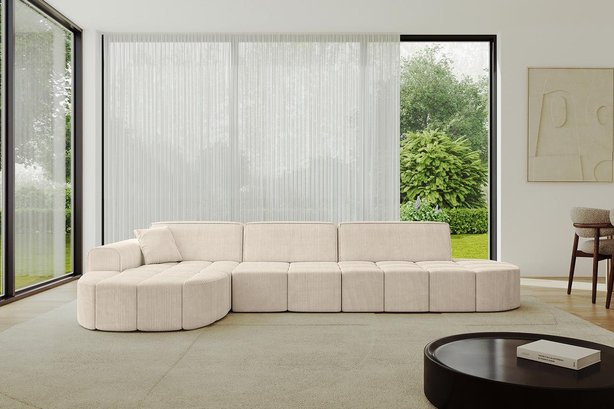 ECKSOFA Ottomane Links LIVO-L2 - 337x173x79,5 cm Beige - Beige, Holzwerkstoff/Textil (337/173cm) - ALTDECOR