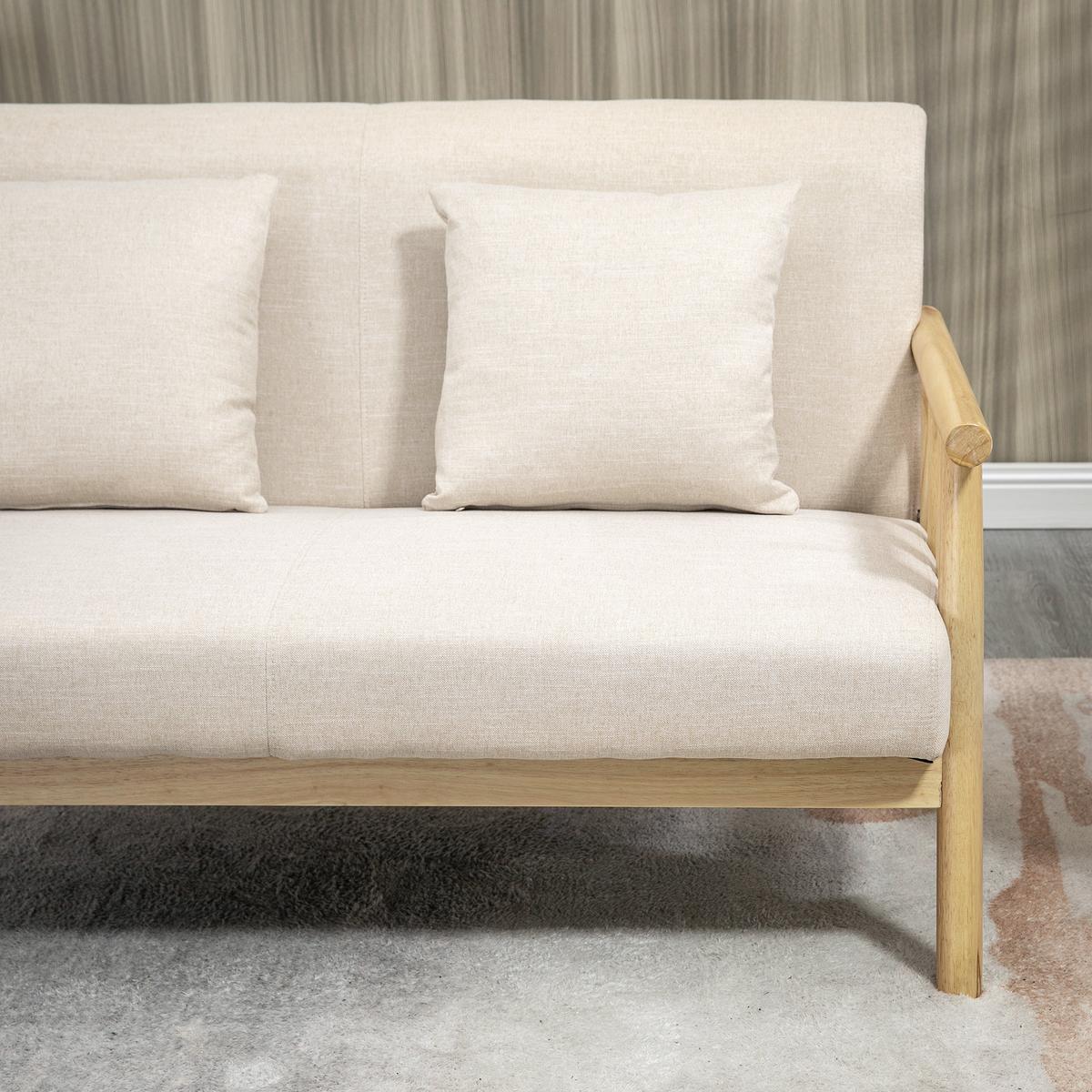 2 Sitzer Sofa, Couch mit 2 Lendenkissen, Leinenoptik für kleine Räume Beige - Beige, Kunststoff (69/74/123cm) - HOMCOM
