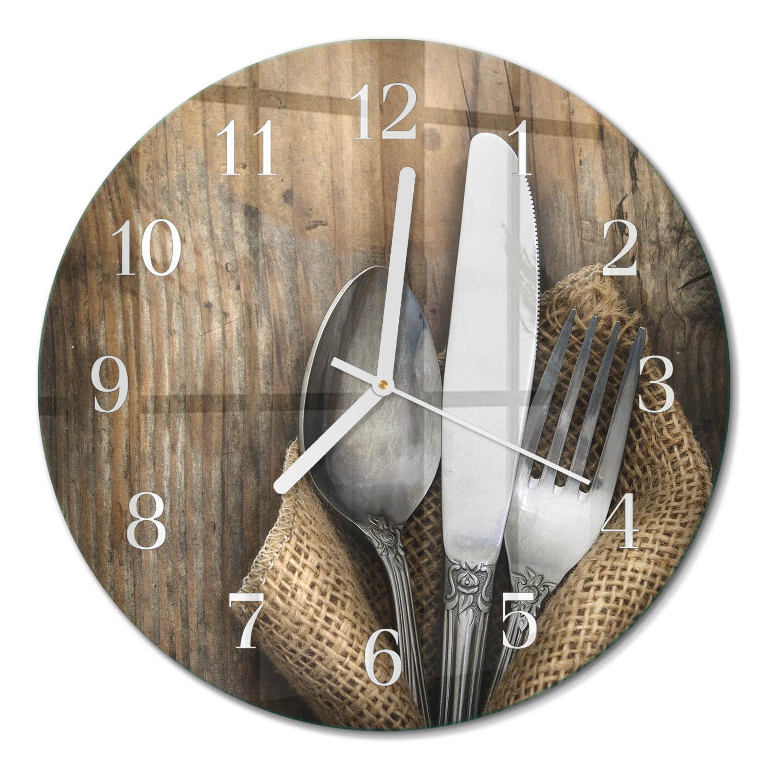 WANDUHR aus Glas Ø30 cm - Besteck - Braun, Glas (30/30/0.4cm) - TULUP