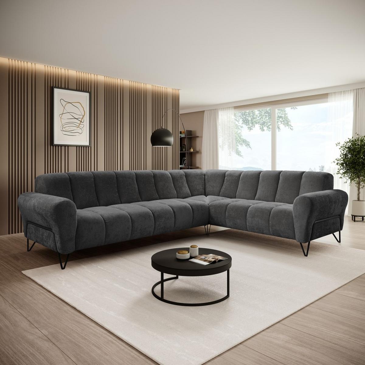 ECKSOFA Volare ohne Schlaffunktion Anthrazit links - Anthrazit/Schwarz, Textil/Metall (295/235cm) - Beautysofa