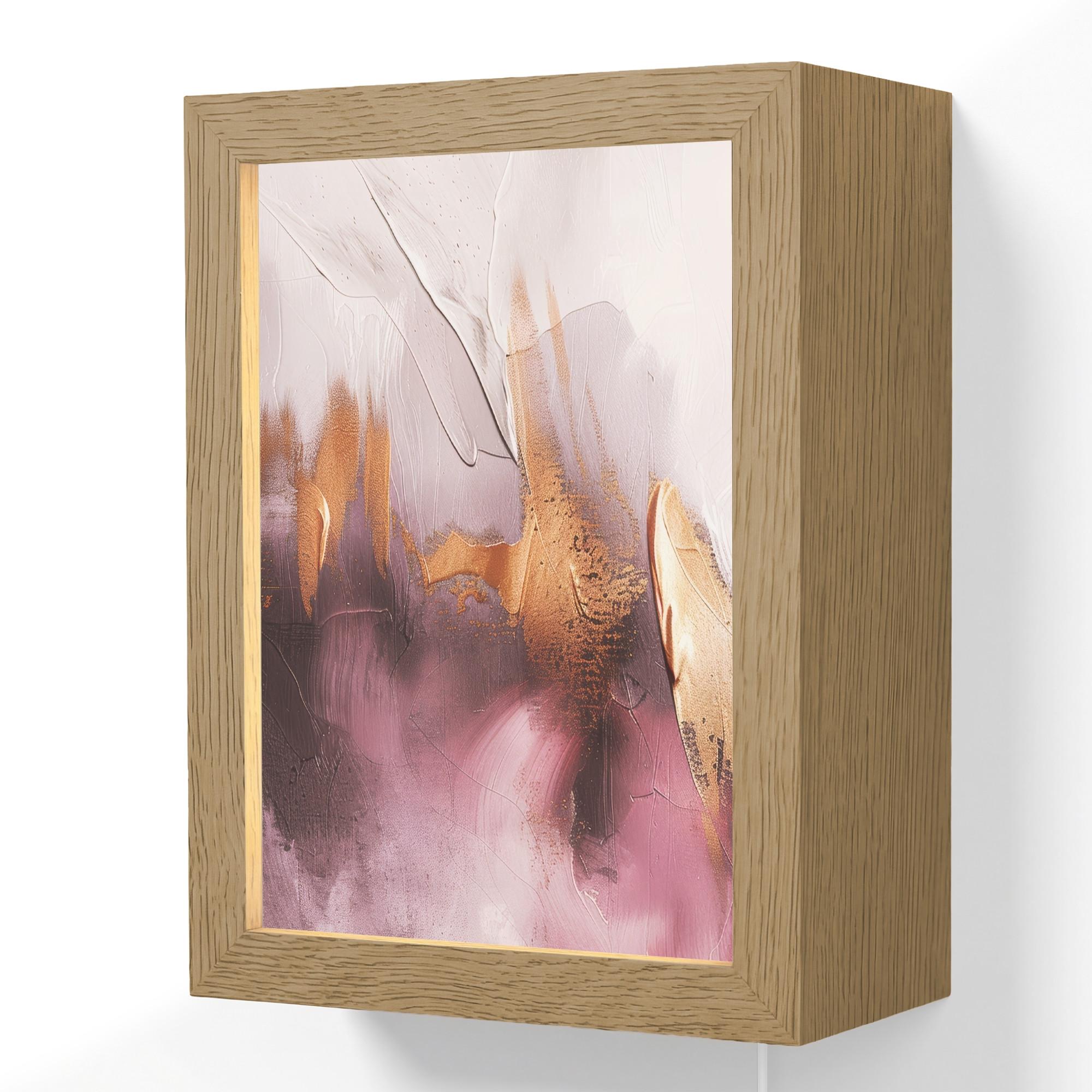 WANDLEUCHTE Lila - Abstrakt - Farbe - Gold 15x20 cm - Mauve, Holzwerkstoff (15/20/8cm) - OnlyWow