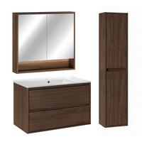 BADMÖBEL 81cm 2er-Set Dunkles Holz - Braun, Holzwerkstoff (81/52/46cm) - Petits-meubles