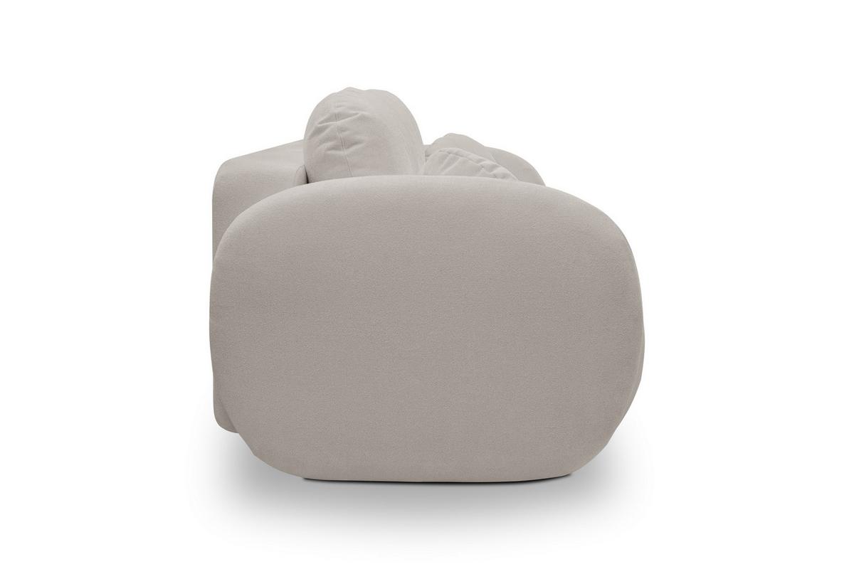 BETTSOFA AMICO Hellgrau Bucle-Stoff mit Schlaffunktion - Hellgrau, Holz (238/86.5/101cm) - MASSENO