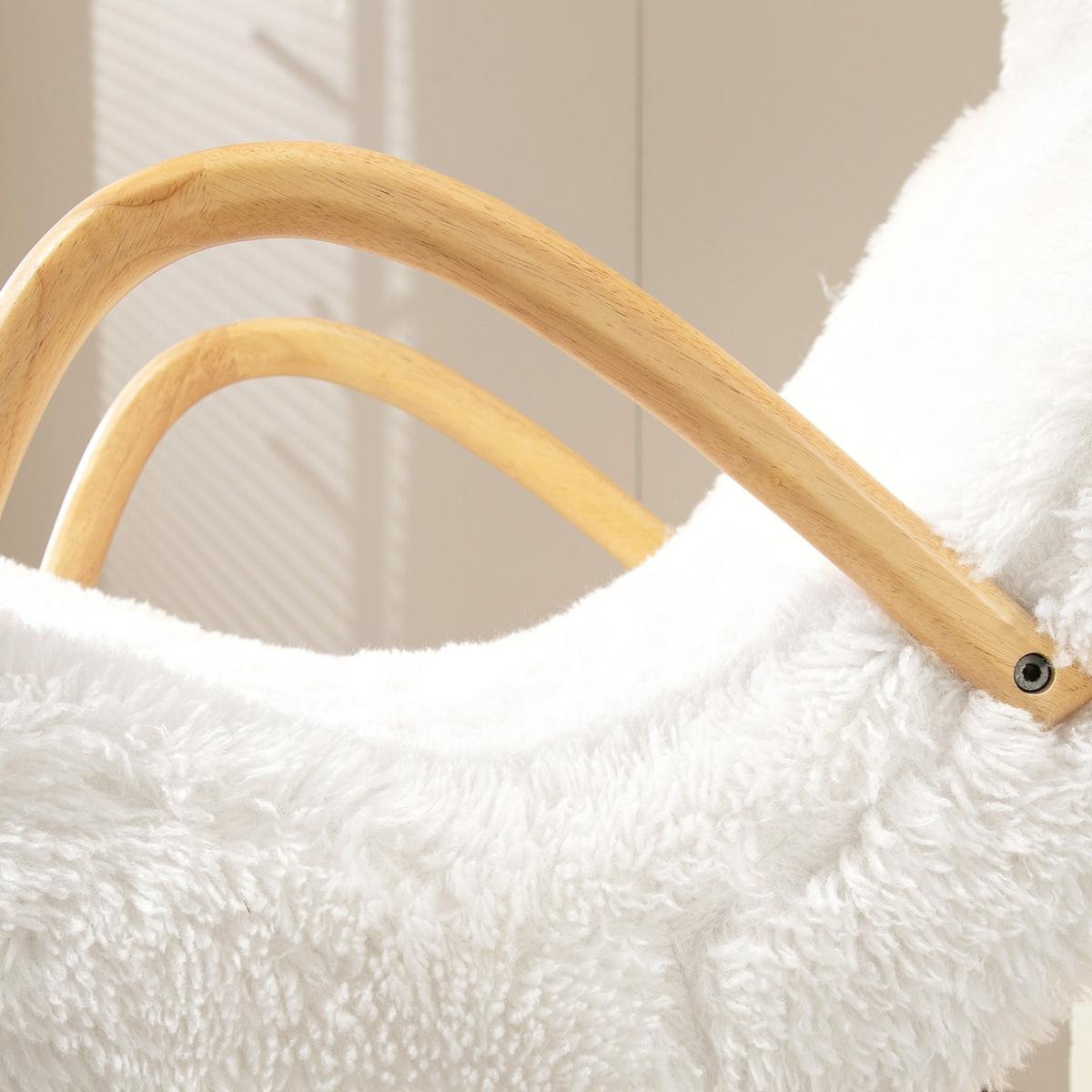 SCHAUKELSTUHL Schwingsessel Armlehnsessel mit Wollenoptik für Schlafzimmer - Weiß, Kunststoff (114/109/58cm) - HOMCOM