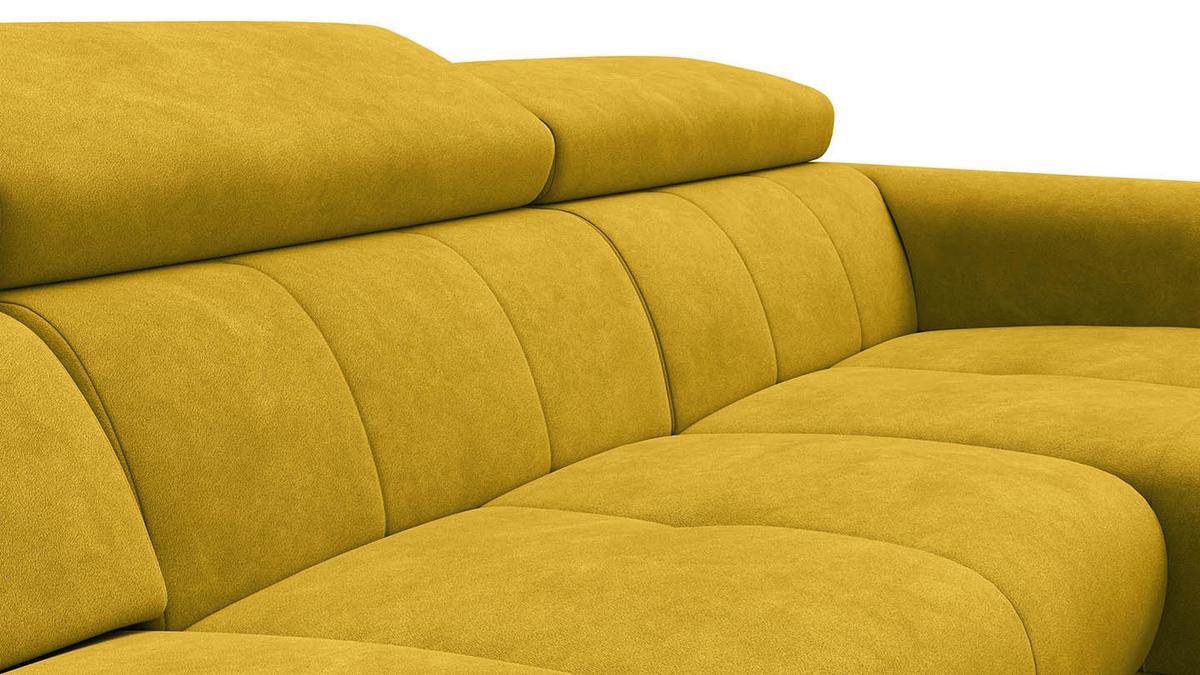 ECKSOFA RODEN 4-Sitzer mit Relax, dunkegelb, Veloursstoff - Gelb, Holz/Textil (268/92cm) - Wozimo