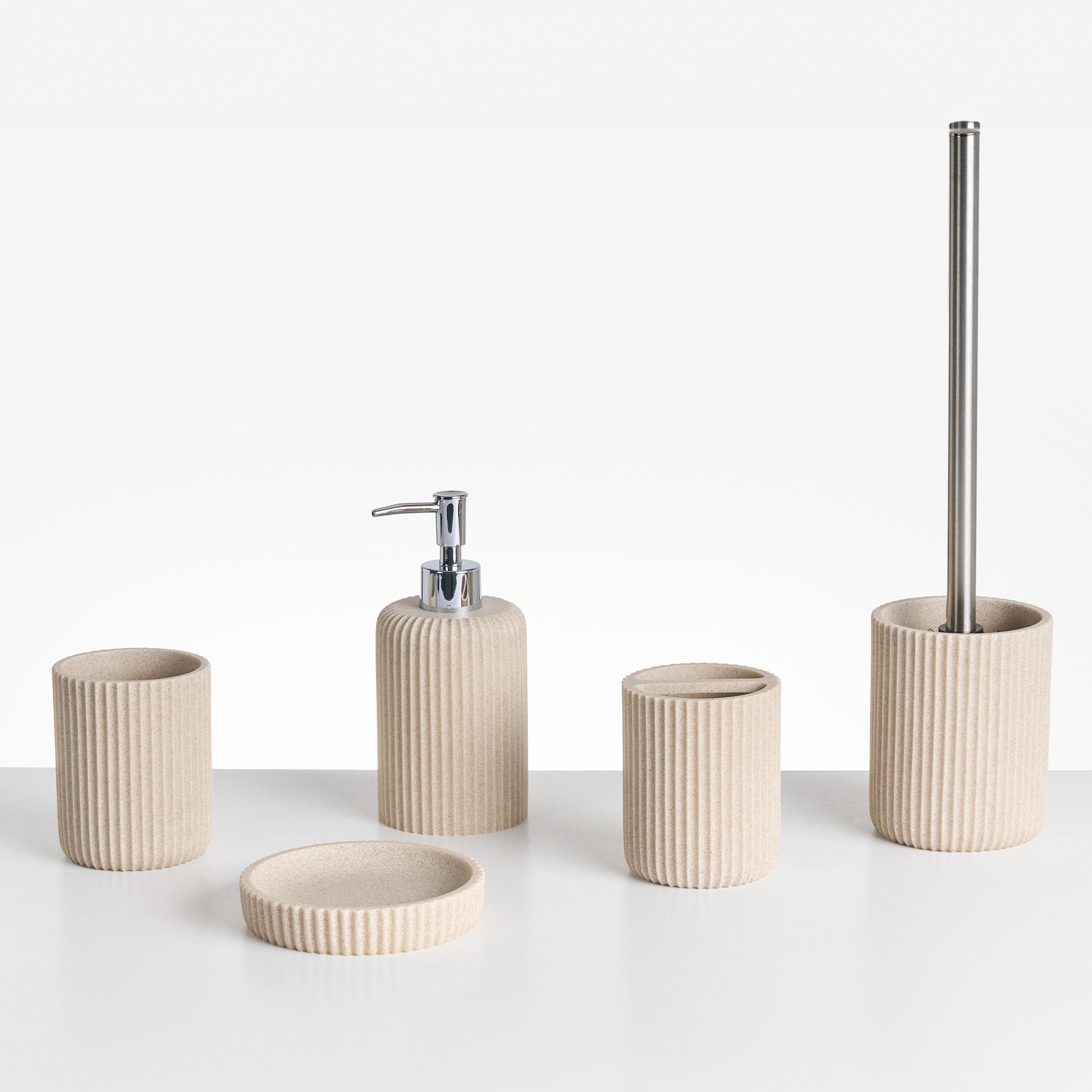 BADACCESSOIRES Set 5-teilig Hellbeige Camana - Beige, Kunststoff (8/10/8cm) - Beliani