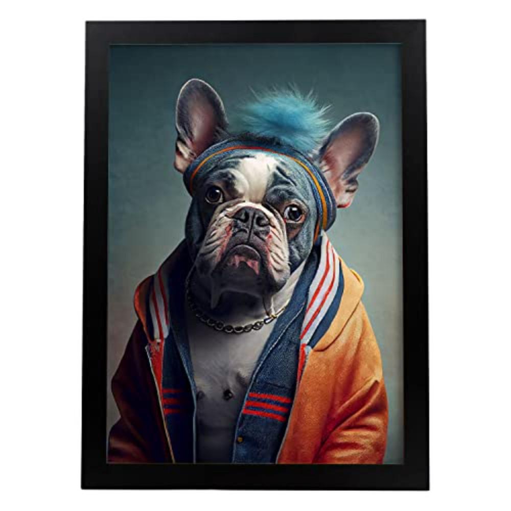 POSTER Französische Bulldogge In Voller Farbe Fotostil A3 Schwarzer Rahmen - Schwarz, Papier (29.7/5/42cm) - Nacnic