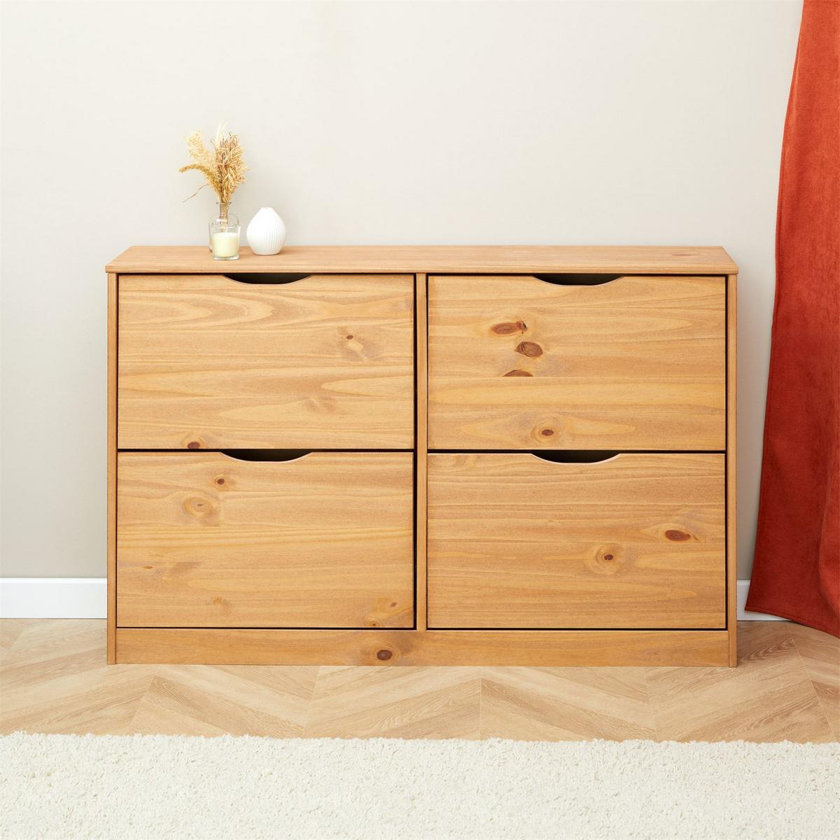 SCHUHKIPPER BASIL honigfarben - Honig, Holz (115/79/25cm) - IDIMEX