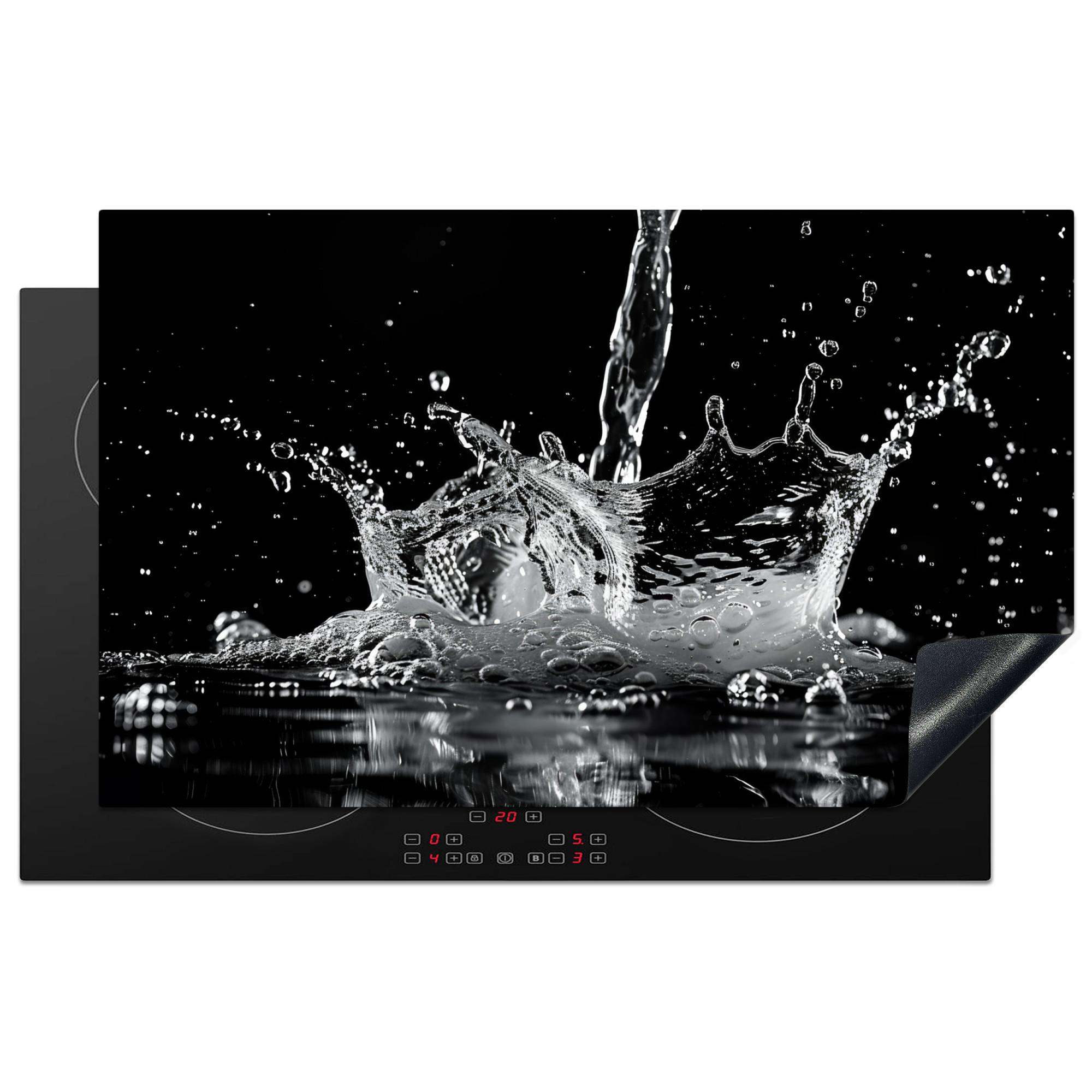 HERDABDECKPLATTE Wasser - Spritzwasser - Schwarz Induktionsmatte 83x51 cm - Schwarz, Kunststoff (83/51.5/0.2cm) - MuchoWow