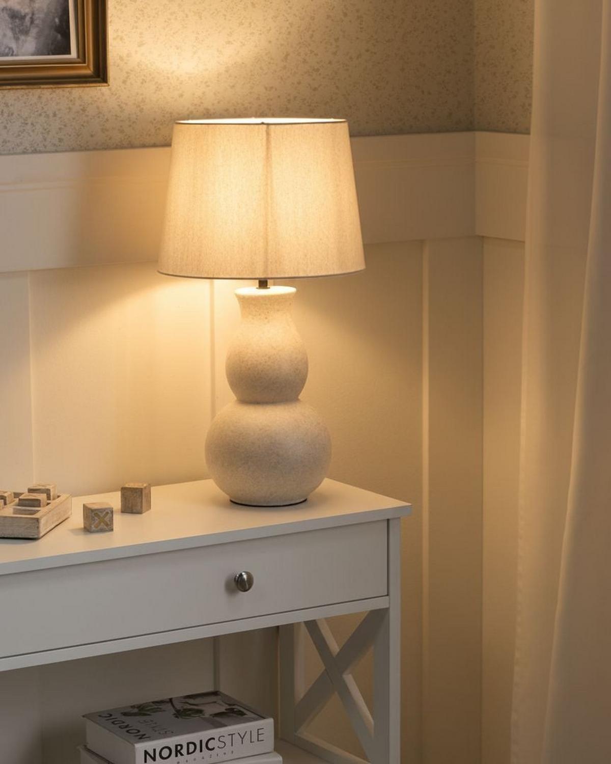 TISCHLAMPE Beige Charges - Beige, Keramik (27/27/50cm) - Beliani