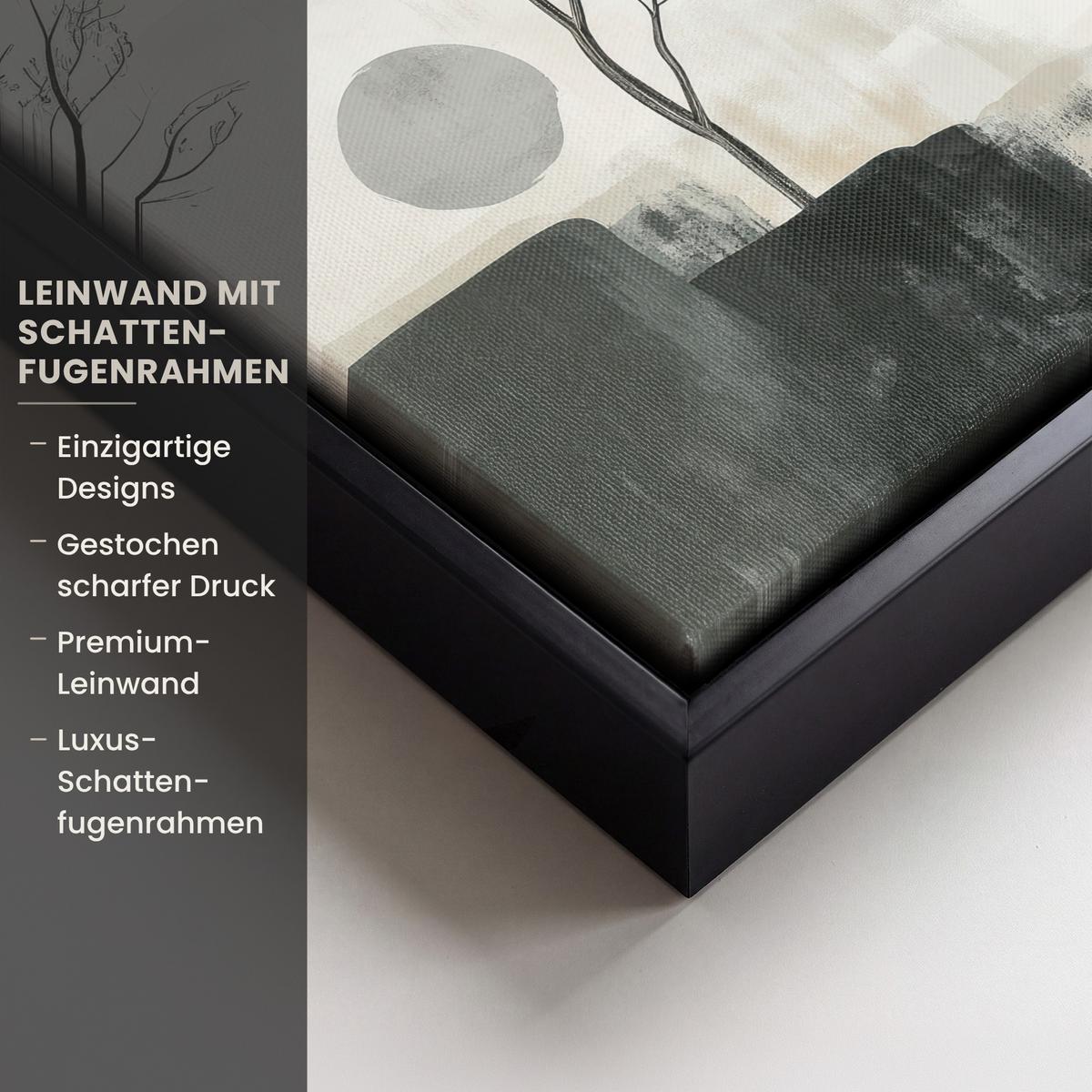 LEINWAND Bilder mit Rahmen - Wabi sabi - Beige - Pflanze - 20x20 - Sandfarben, Textil (20/20cm) - MuchoWow