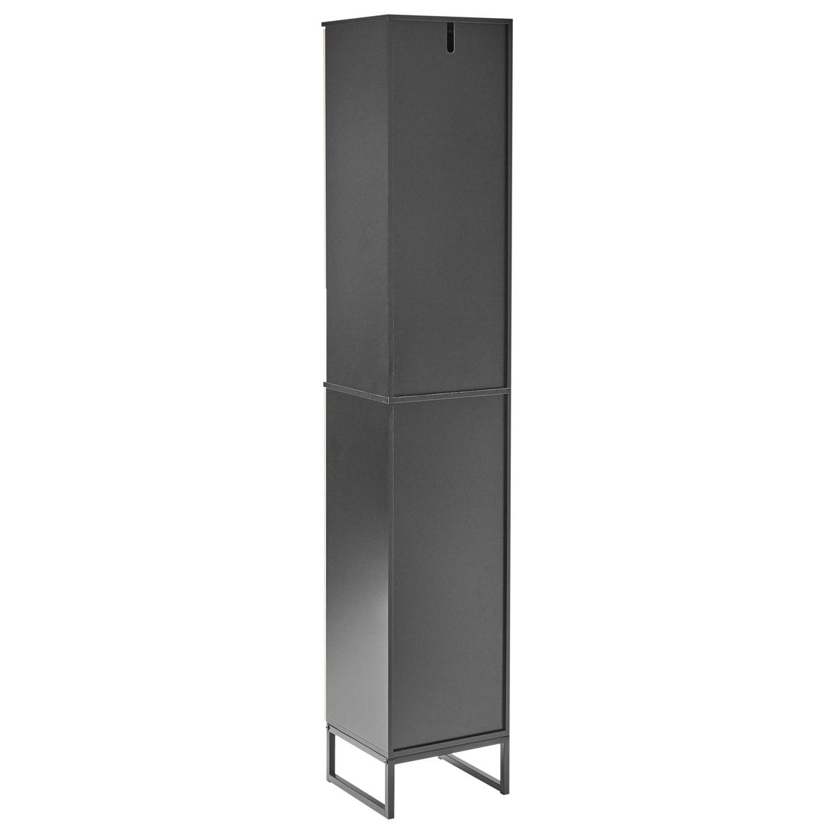 BADEZIMMERSCHRANK Bambus 30 cm Hellbraun Miscanti - Hellbraun/Schwarz, Holz (30/170/30cm) - Beliani