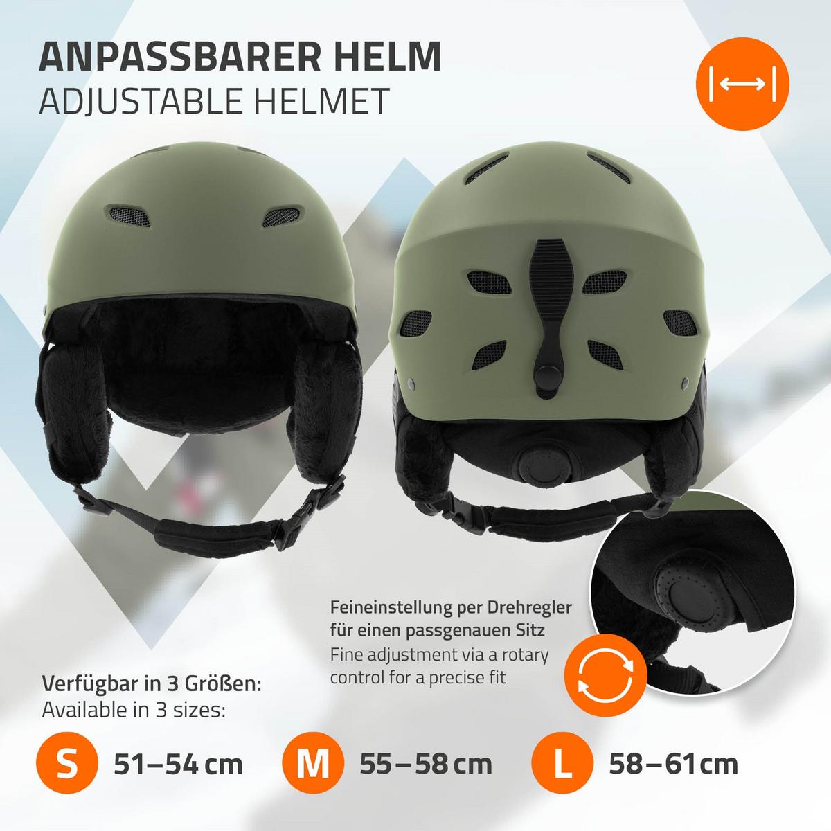 SKIHELM für Herren und Damen Snowboardhelm robust Grün M 55-58 cm - Grün, Kunststoff (29/23cm) - ECD-Germany