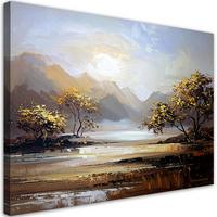 BILDER, Landschaft Berge Bäume Natur - Grau, Textil (90/60cm) - Feeby