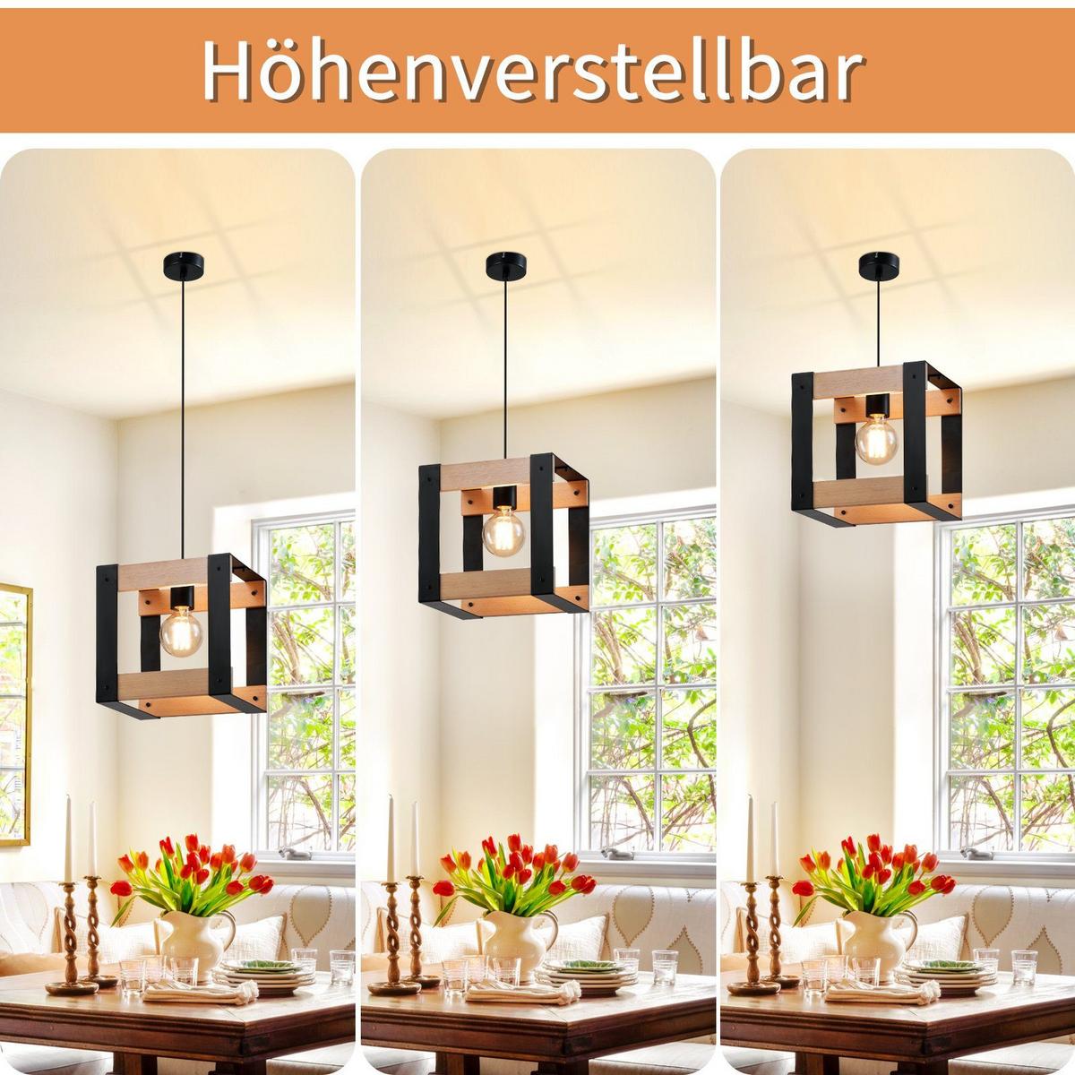 PENDELLEUCHTE Margarete 1-flammig 25/25/175 cm - Braun, Holzwerkstoff (25/25/175cm) - Nettlife