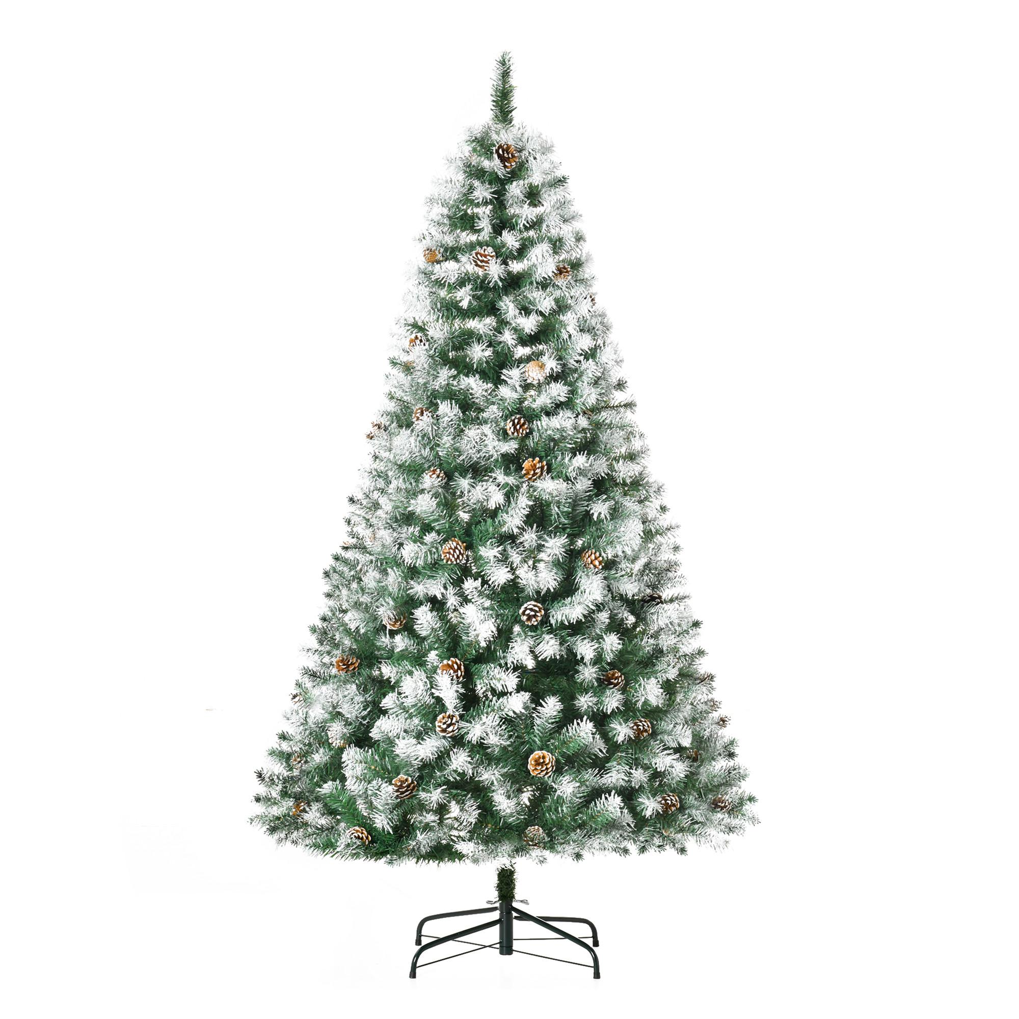 KÜNSTLICHER Weihnachtsbaum, 180 cm Christbaum mit Kunstschnee, Indoor - Grün, Kunststoff (180cm) - HOMCOM