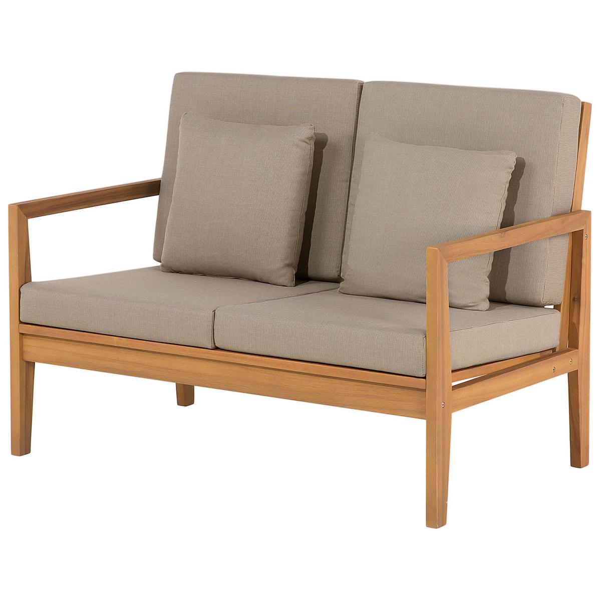 GARTEN-LOUNGE-SET 7-Sitzer zertifiziertes Holz hellgrau Auflagen grau Pataja - Hellgrau, Holz - Beliani