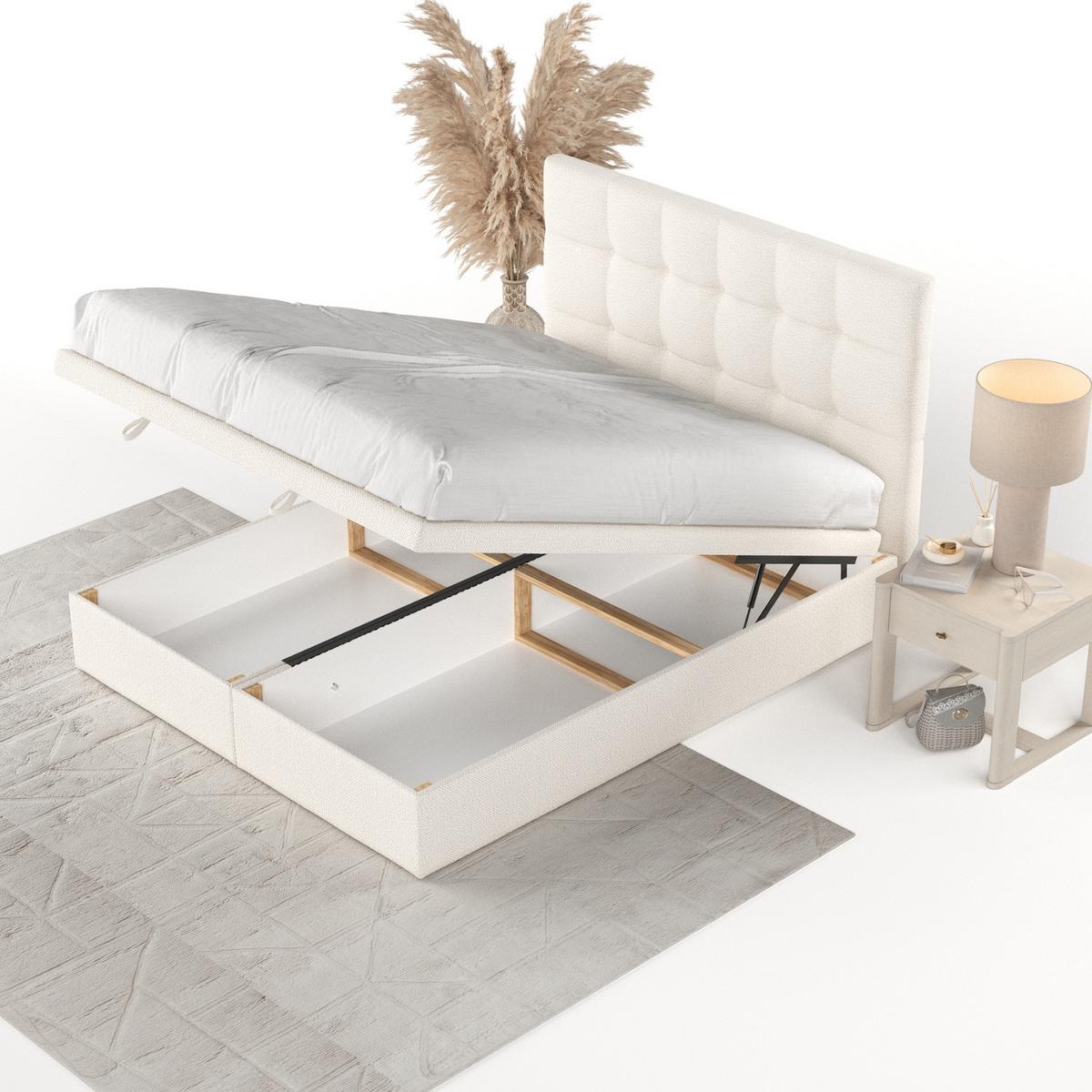 POLSTERBETT Guam mit Stauraum 120/200 cm Creme im Alta Stoff - Creme/Schwarz, Holz/Holzwerkstoff (120/200cm) - AltaBeds