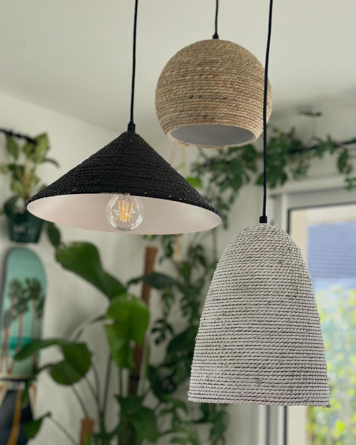 HÄNGELEUCHTE Endrick 55/55/120 cm - Weiß, Naturmaterialen (55/55/120cm) - Beliani